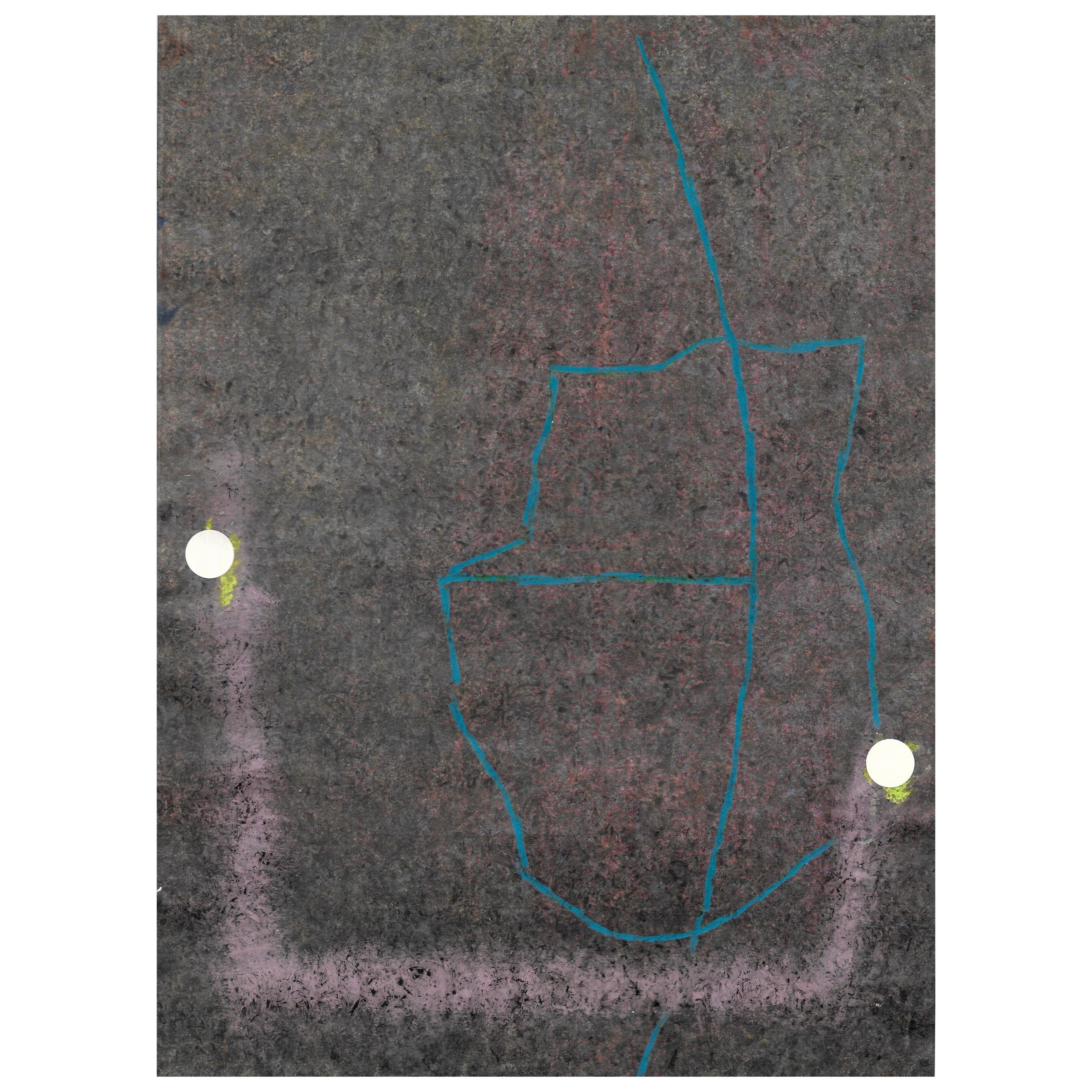 Studio Ceiling, 2024, acrylic, coloured pencil, oil pastel and stickers on 220gsm paper, 29 x 21cm