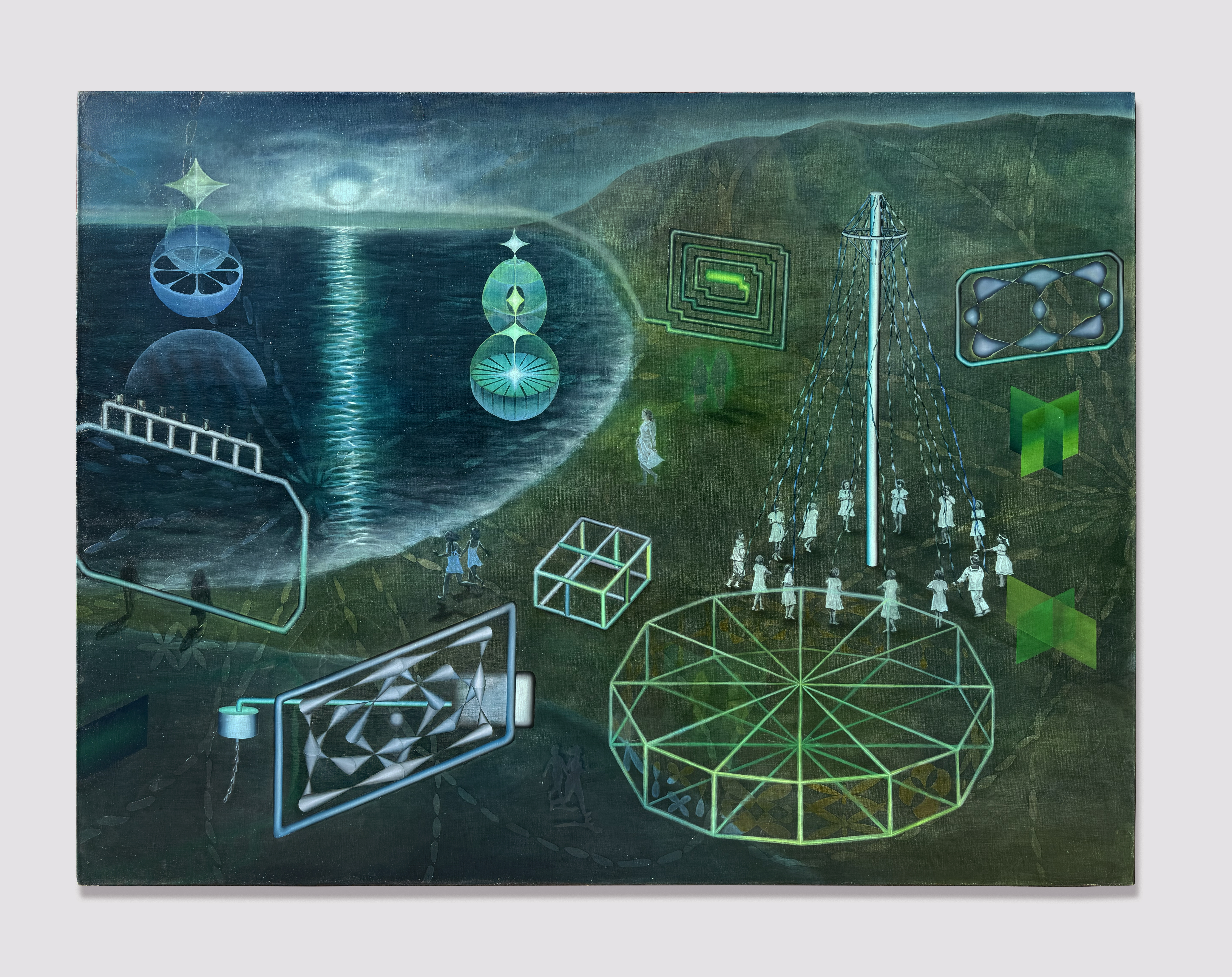 Confluence Vantage Point (Maypole Painting) 2021-2024 36 x 48 inches