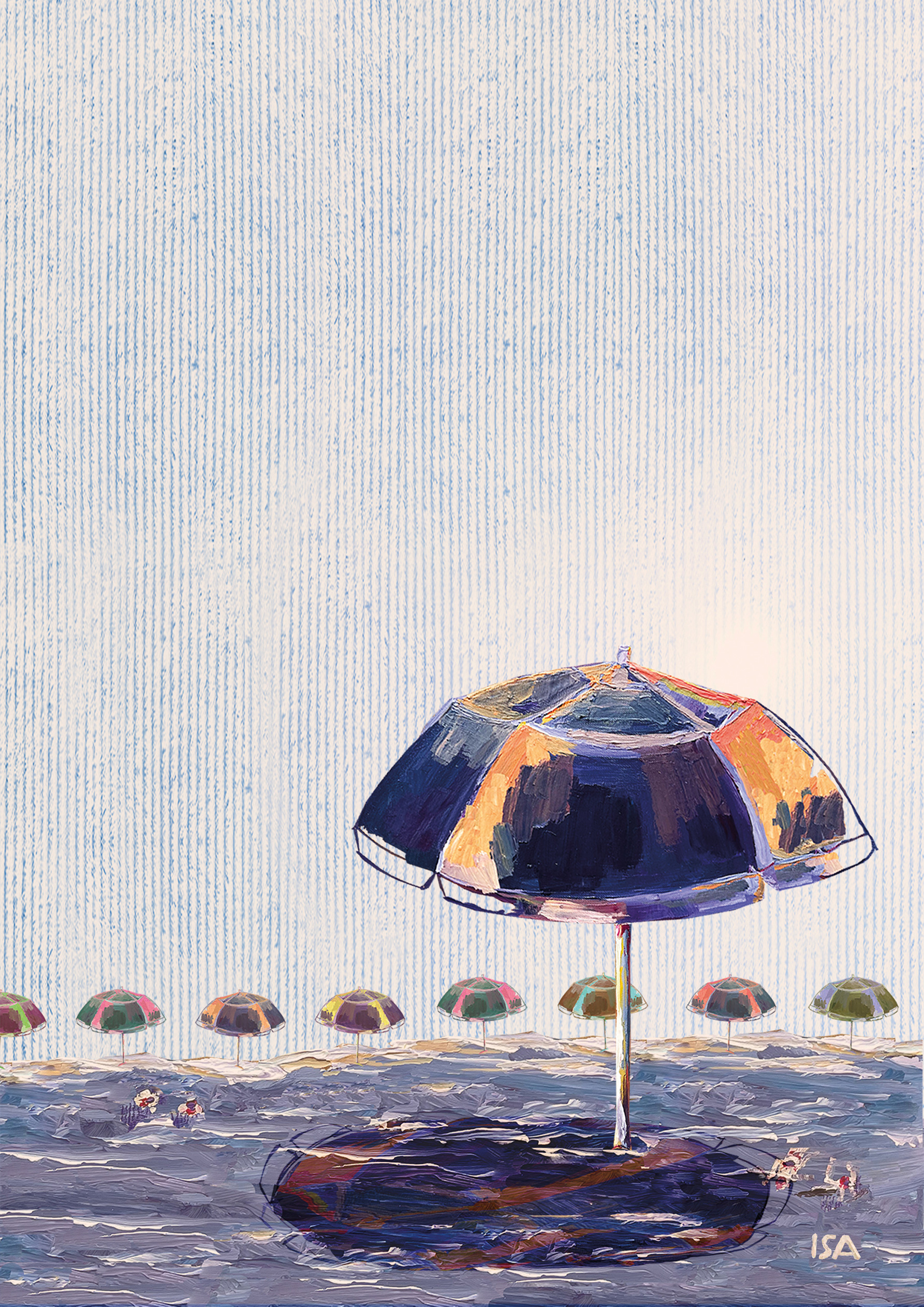 Tasting the sea 30x40, Mixed media on Hahnemühle paper Barcelona 2023