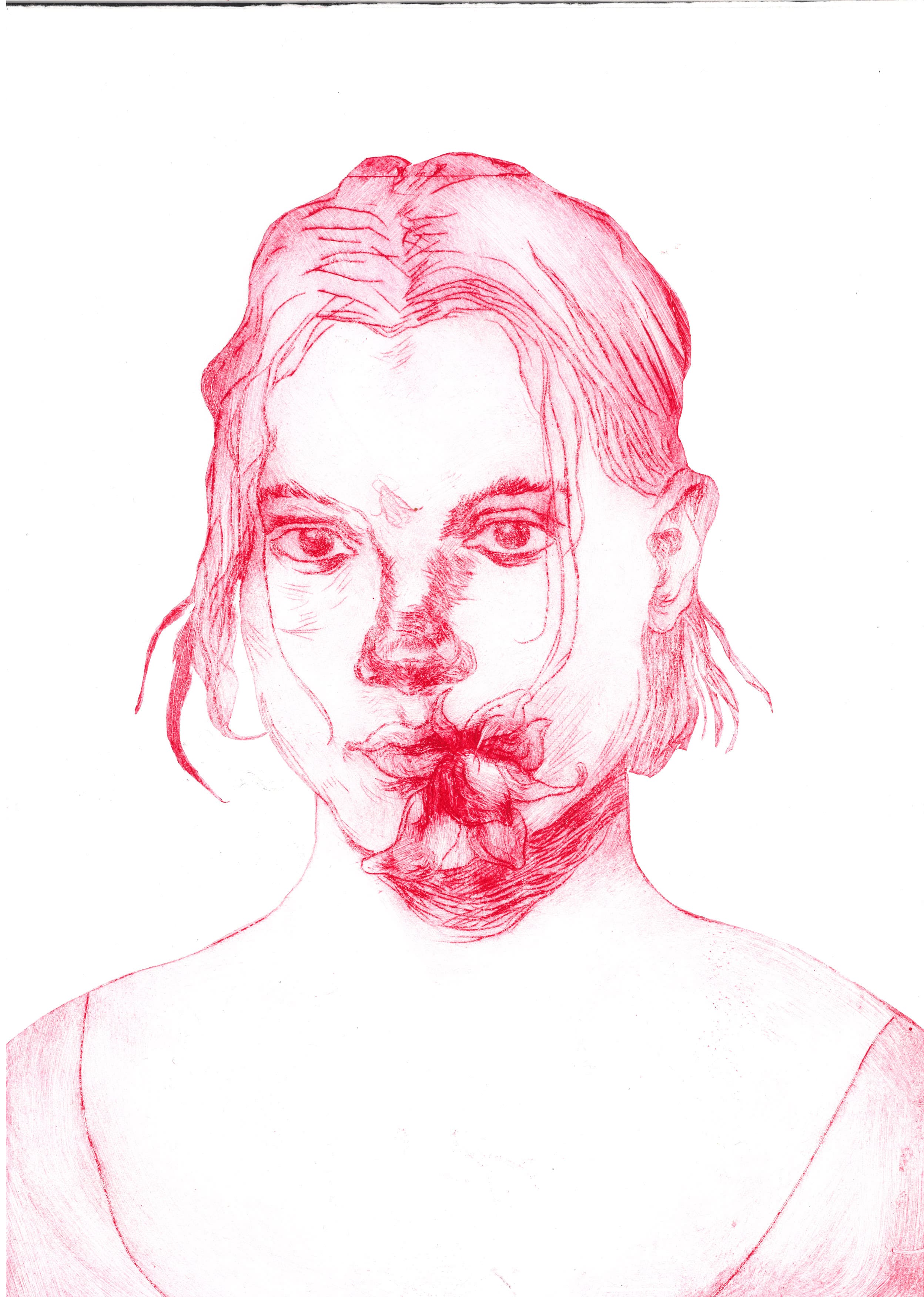 #8Drypoint etching on polyester, cut out, 21 x 29,7 cmSerie: Pink etchings