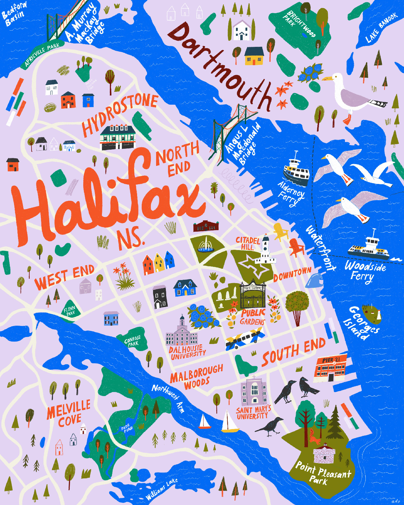 Illustrated Map of Halifax, Nova Scotia
