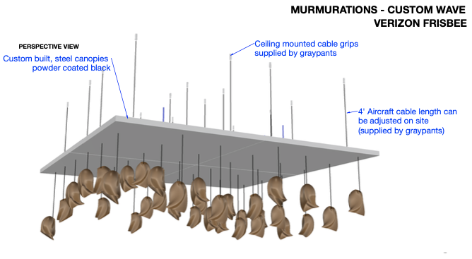 Verizon Frisbee: Custom Murmurations installation. Role: Project management, design, installation coordination, etc.
