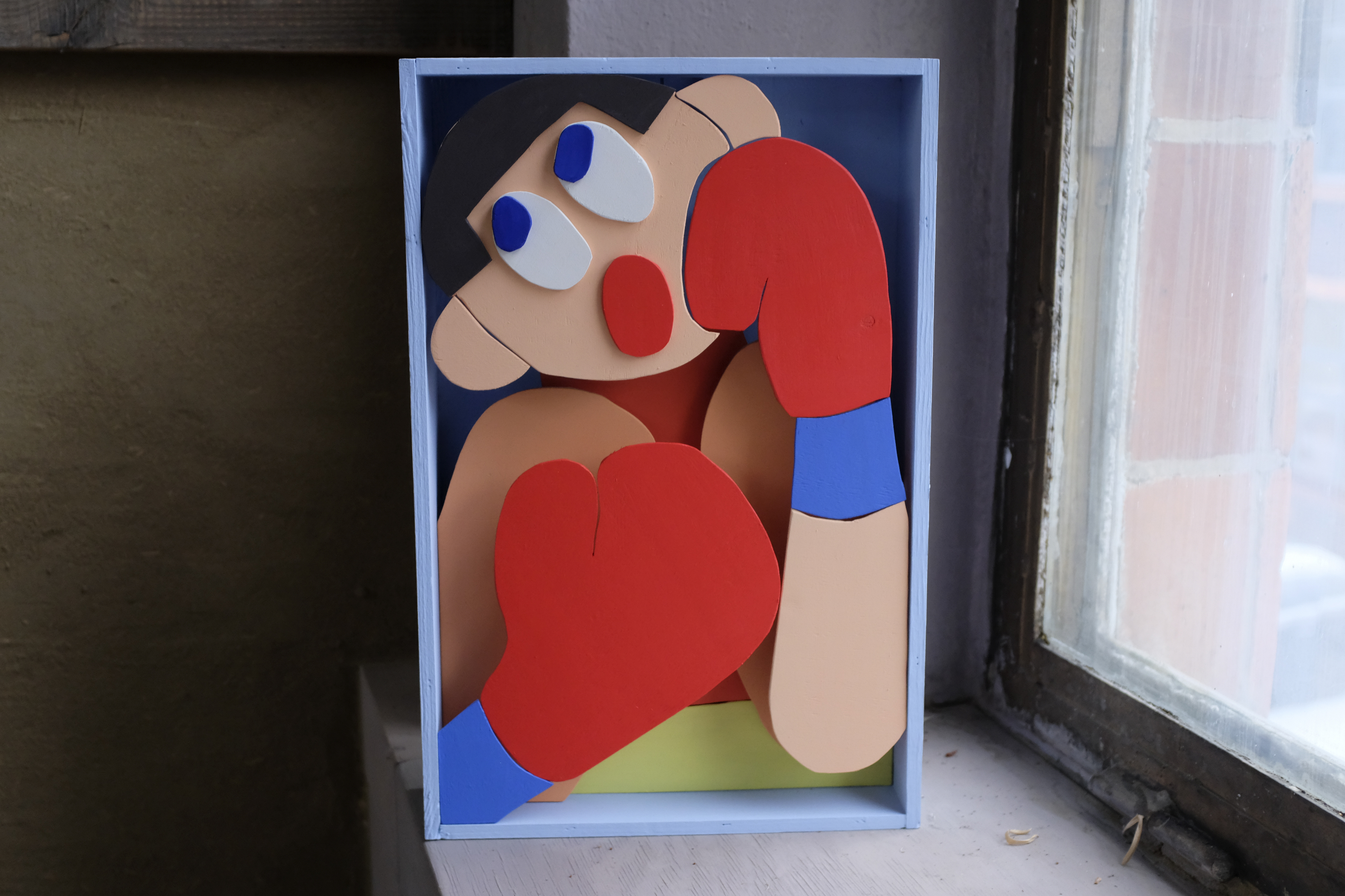 Boxer (2023), Acrylics on Wood, 50 x 32,7 x 9cm