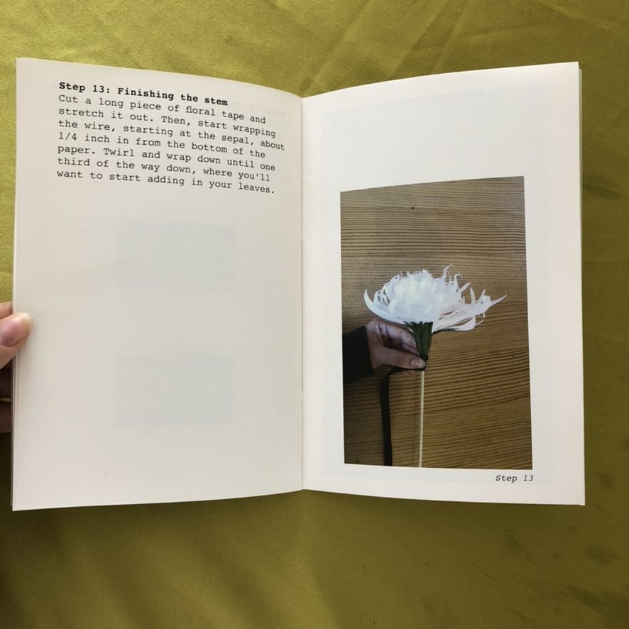 excerpt from "How to make chrysanthemum paper flowers" zine, 2019