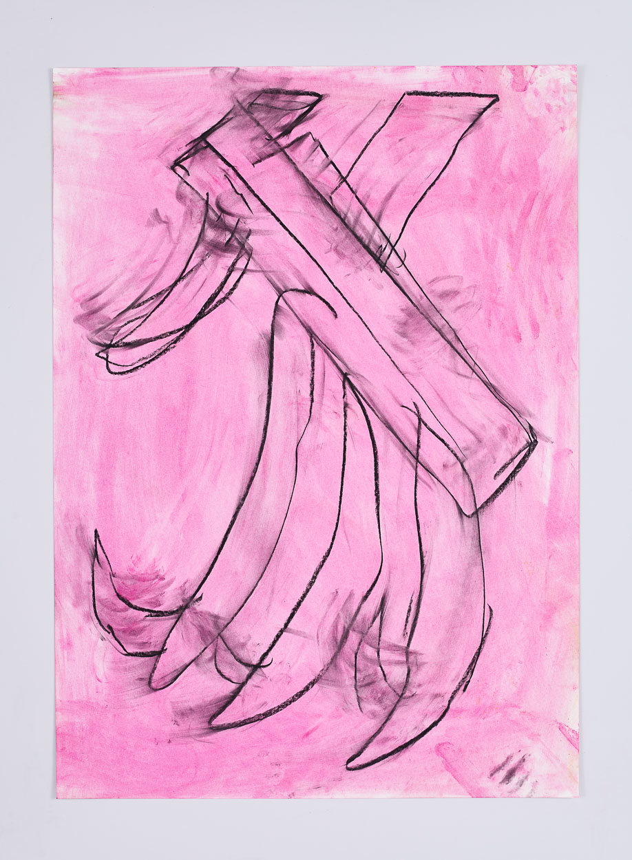 Pink Cast, 2019. charcoal and pastel on paper 95cm x 65cm