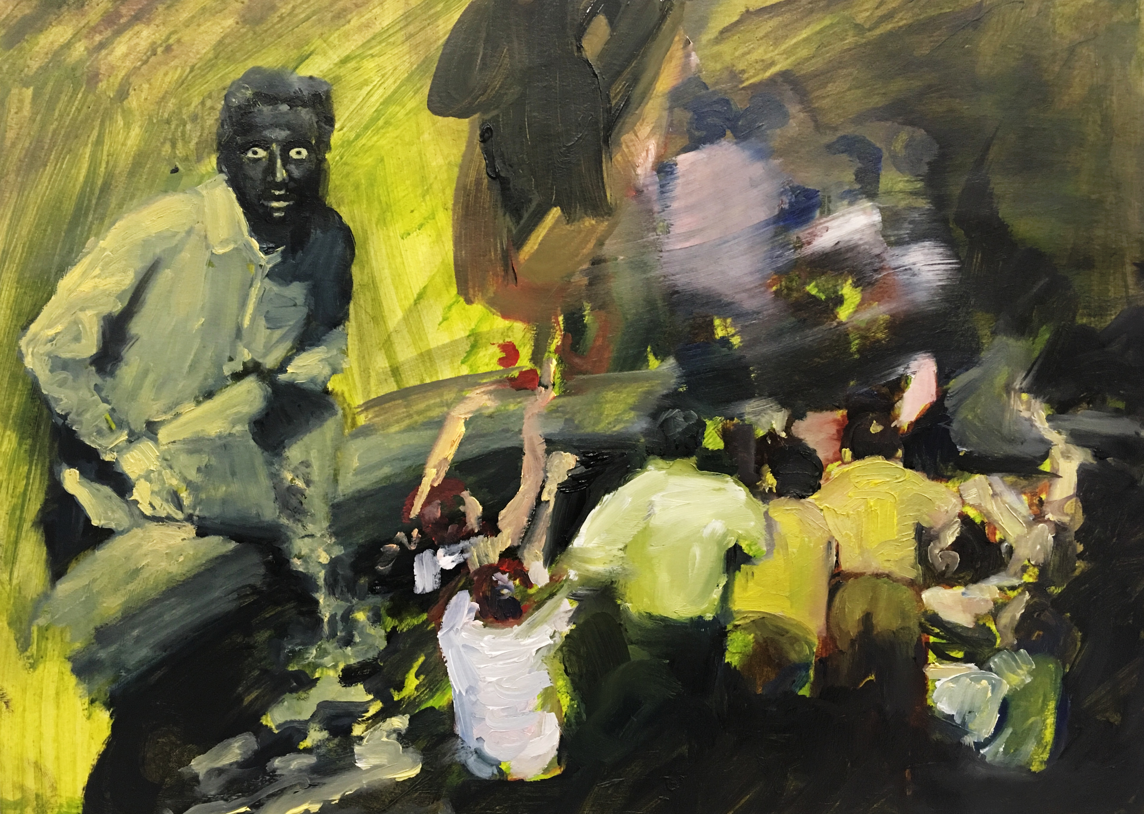 L'Effroi, 2019, huile sur papier, 22x31cm (Collection privée)