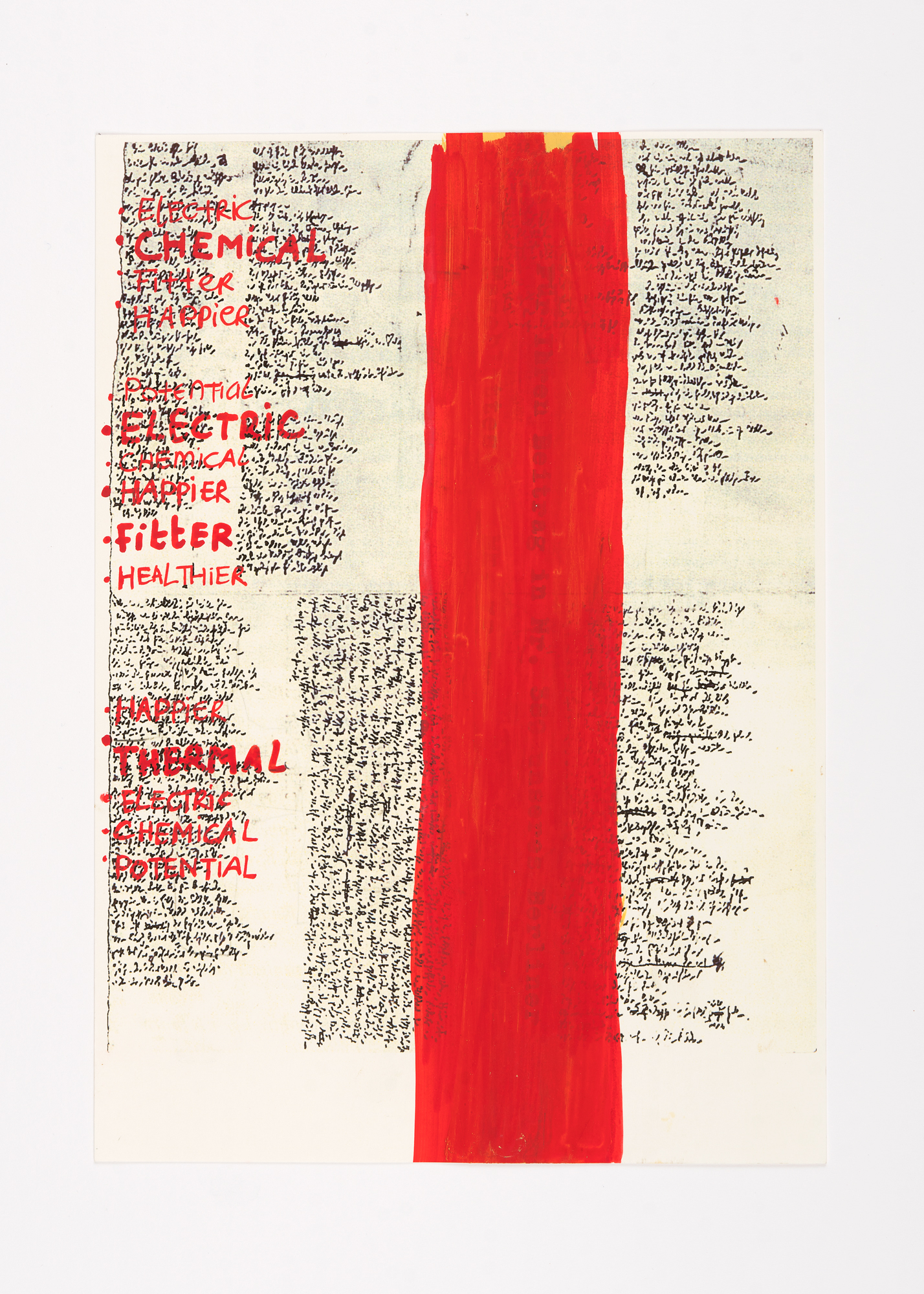 Fitter, happier - Walser drawings 7, 2006 Gouache pen on printed paper 29,7 x 21 cm