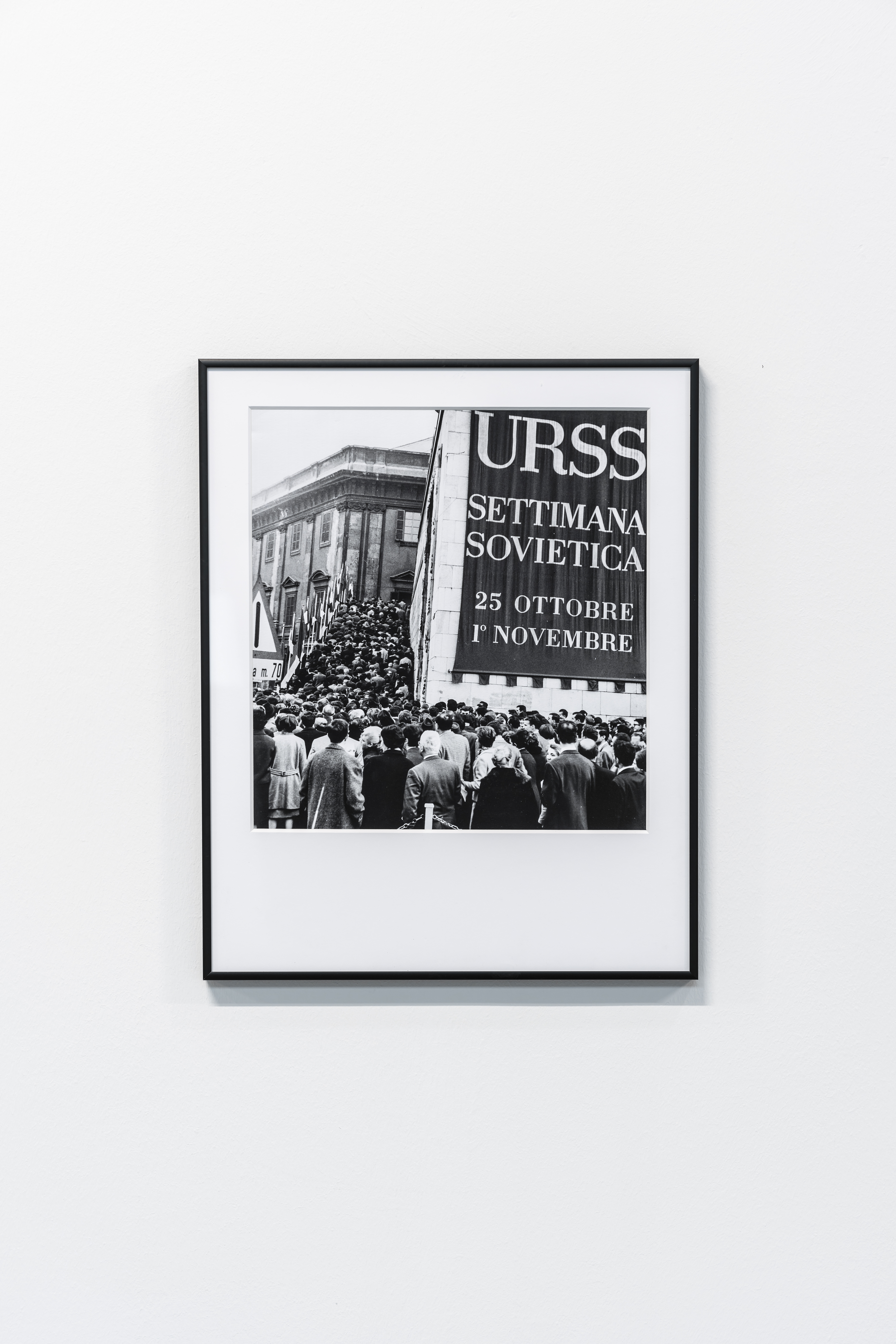 Opening of Soviet Week Exhibition at the Palazzo Reale, Milan, 1967, 2017 (detail). Framed archival pigment print, 50×40 cm. Photo courtesy: Associazione Italia Russia Lombardia, archivio fotografico. Courtesy: the artist.  Photo: Ela Bialkowska