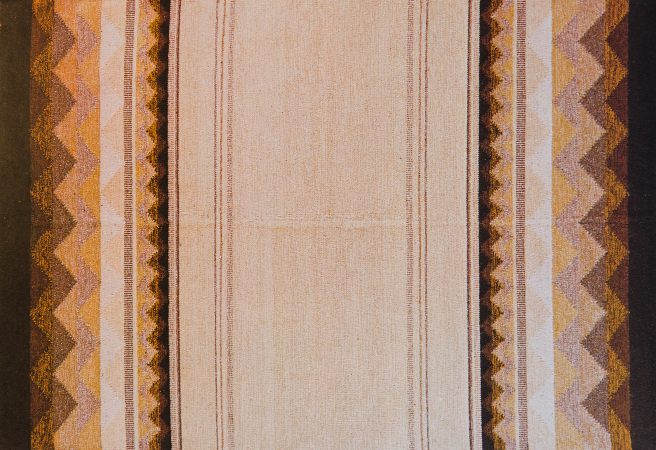 Handwoven wool rug. Serial production. 1980's