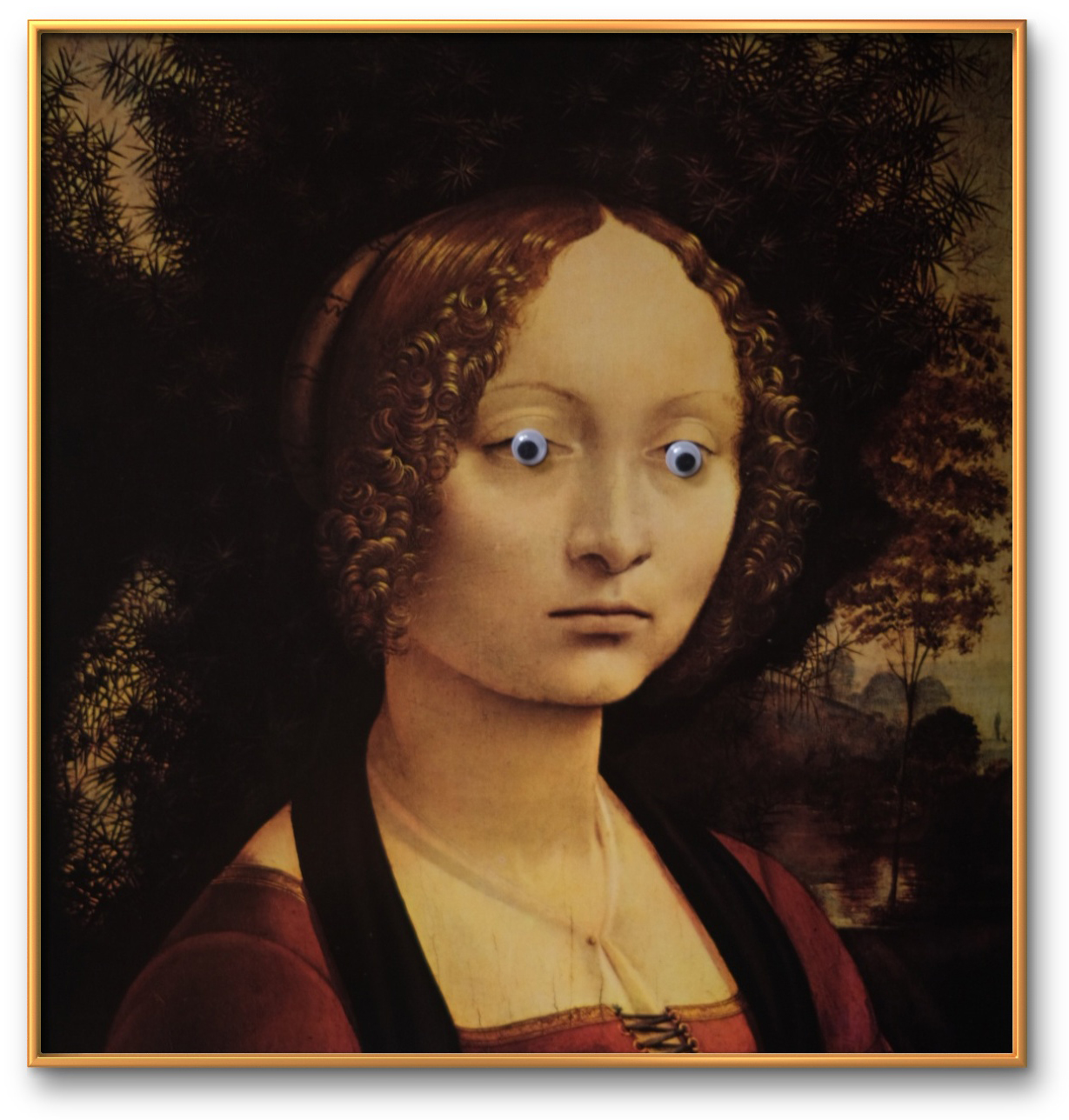 Ginevra de' Benci - LEONARDO DA VINCI (por volta de 1481) - GALERIA NACIONAL - WASHINGTON- 22X23 cm