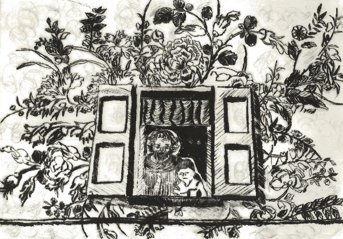 La fenêtre,,2016gravure pointe sèche,21x30cm
