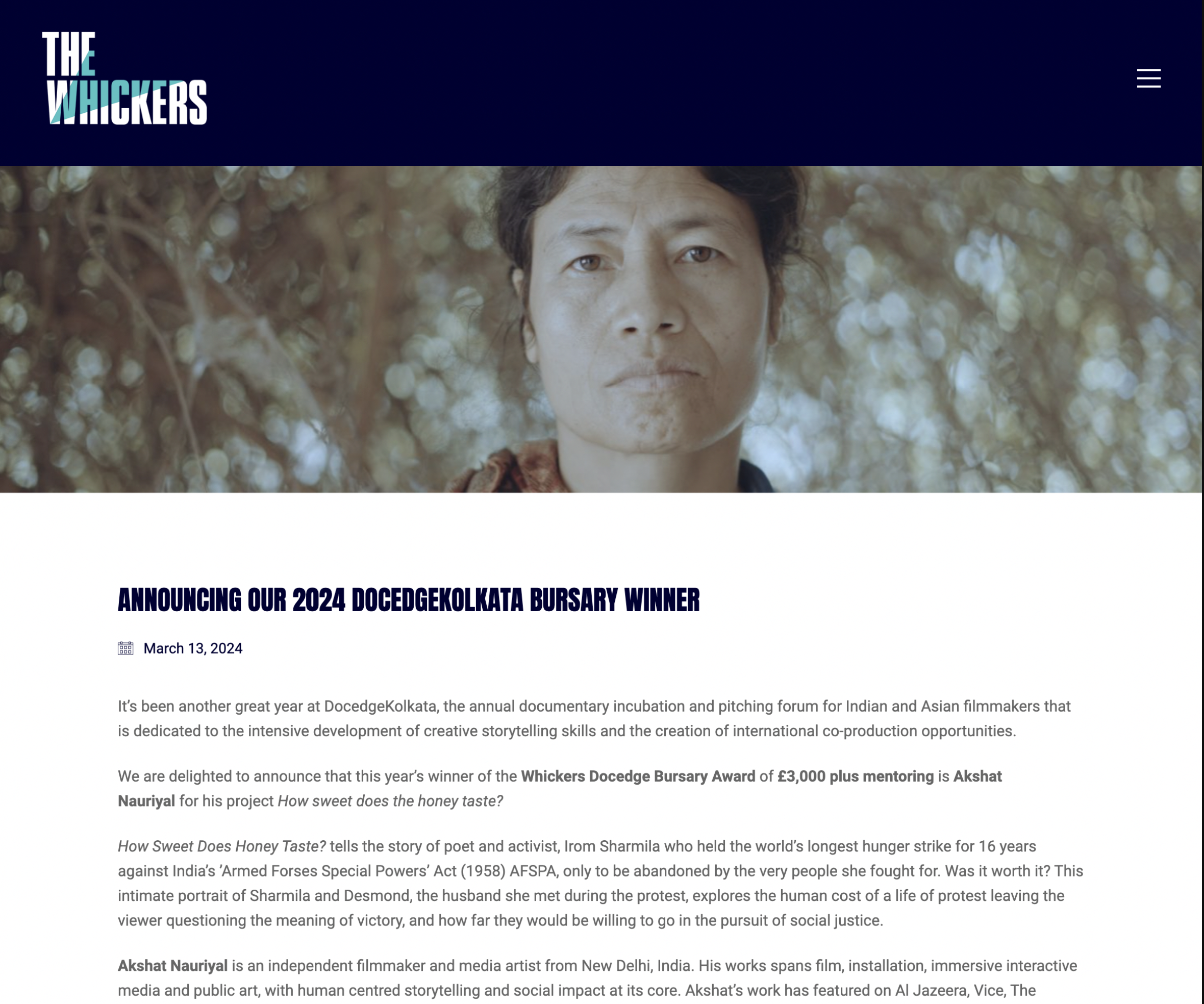 The Whickers Bursary Award