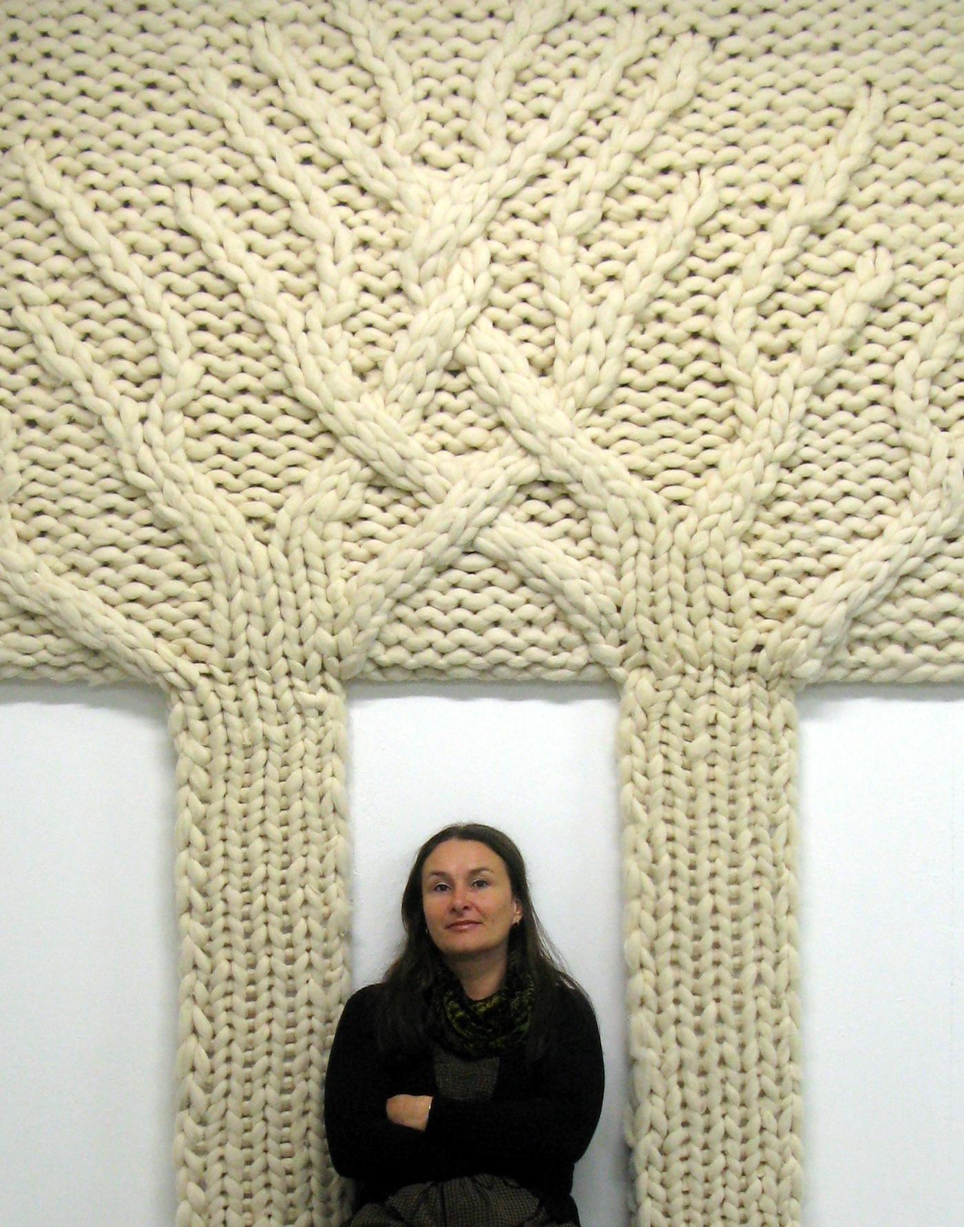 Trees entwined, 250cm b x 280cm h, handknitted Newzealand wool