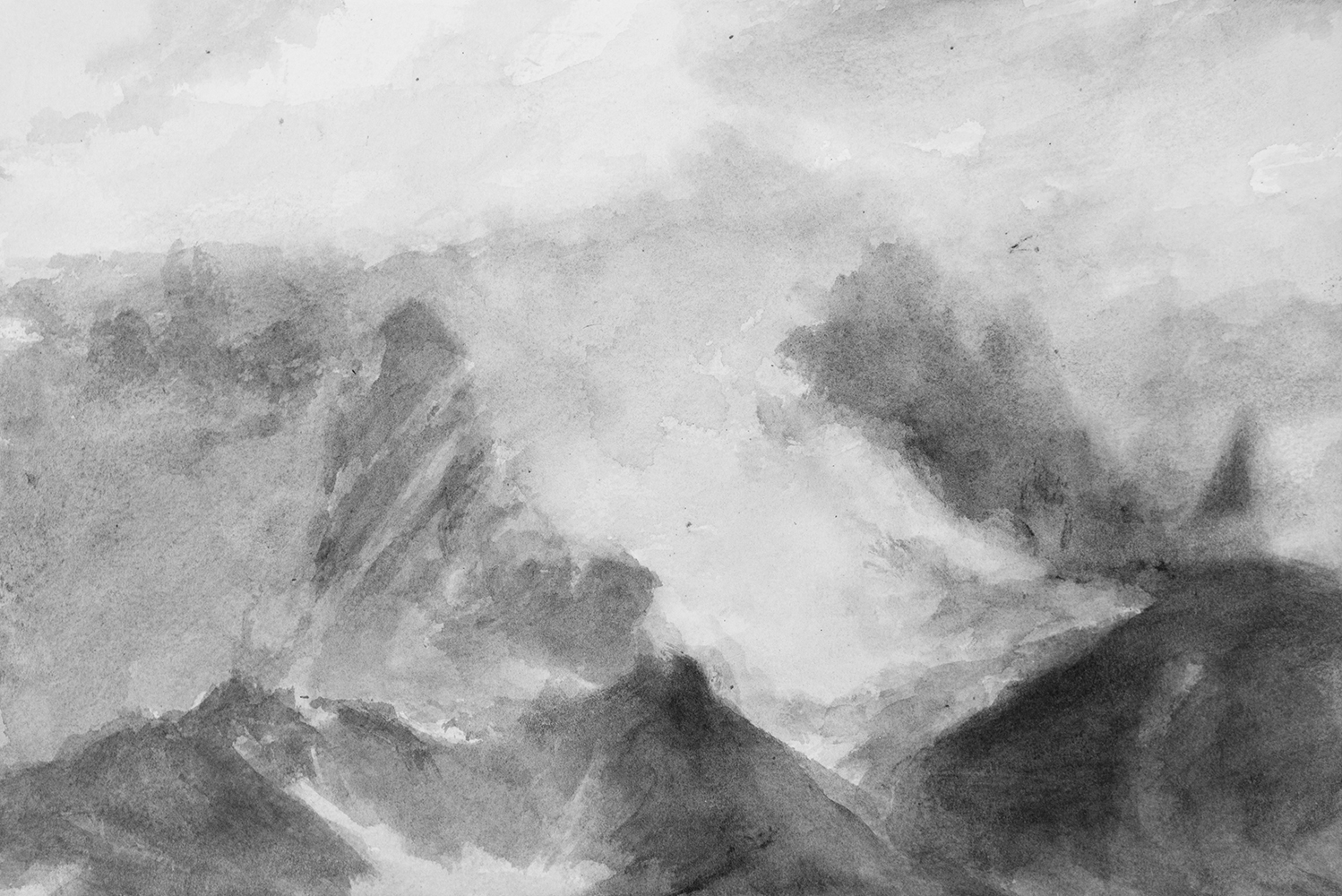 Roches, glace, brumes, lumièregouache on paper19 x 28 cm, 2023