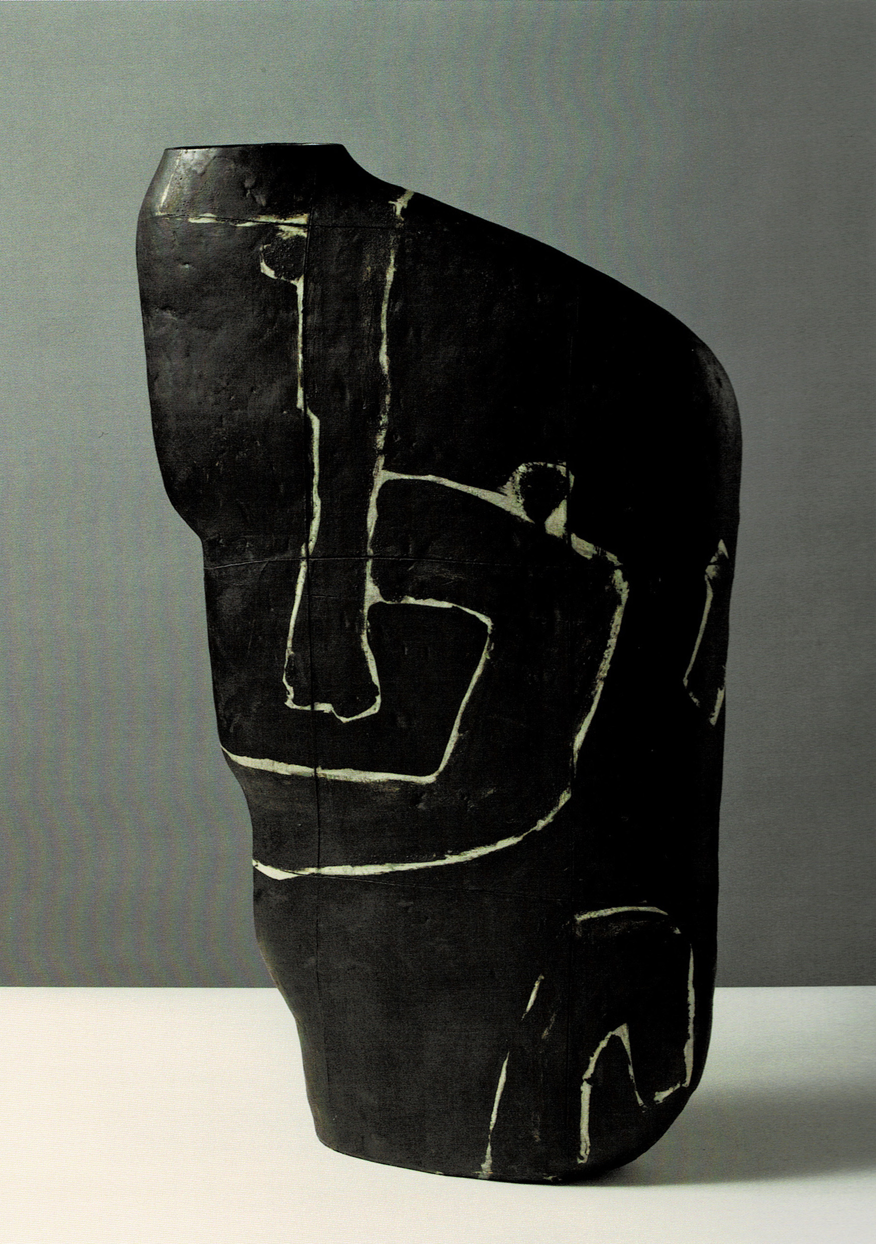 Black Vessel with Signs