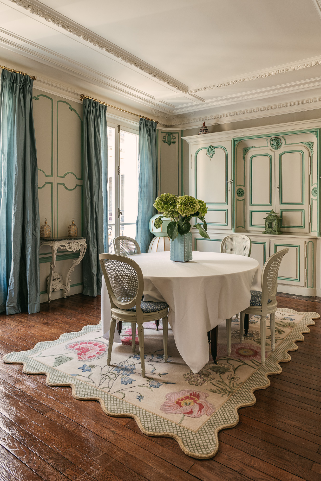 Tatiana de Nicolay's apartment showcasing her rug collection with Jaipur Rugs for Invisible Collection