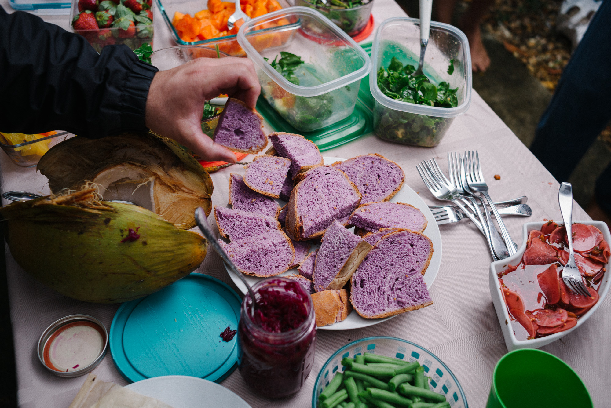 Purple yam sourdough bread.