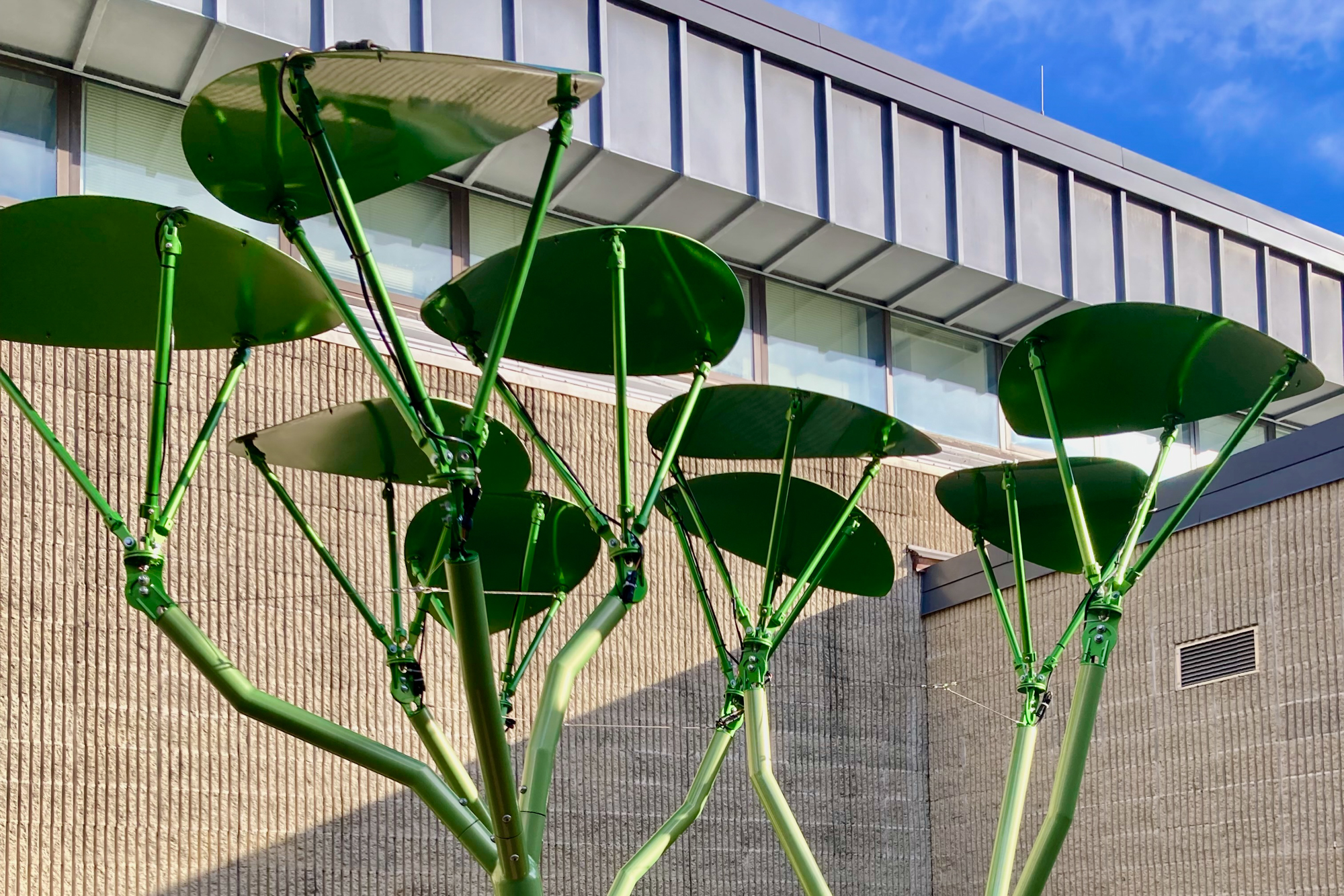 Chris Sancomb, Solar Tree, 16’x16’. Modular aluminum sculpture.