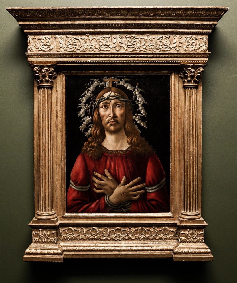 Sandro Botticelli, Bolestný Kristus, 1500-1510, tempera a olej na dřevěné desce, Foto: Sotheby's