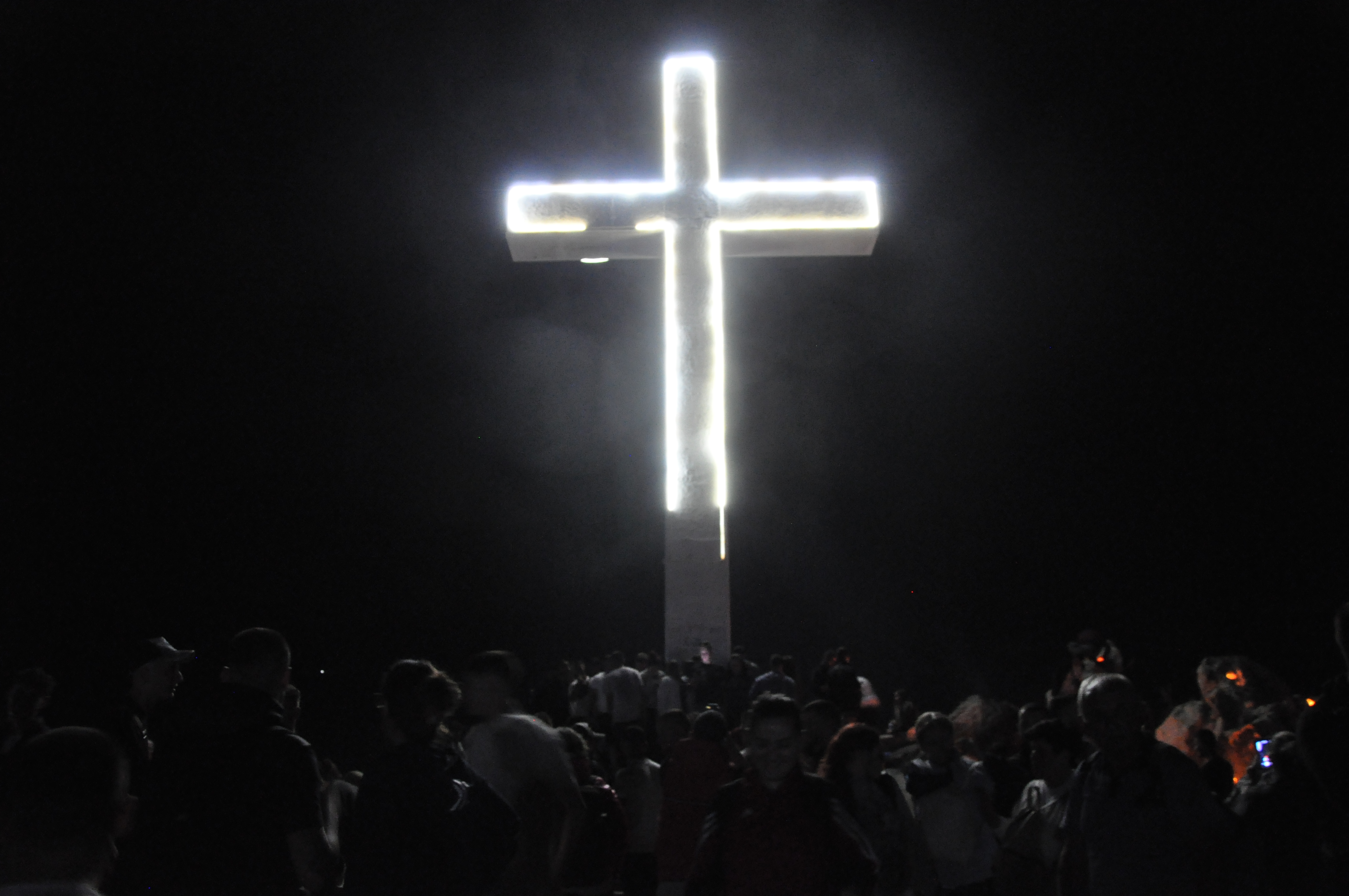 Giant cross located on the highest point of the Sanctuary of St. Anthony in Laç. 