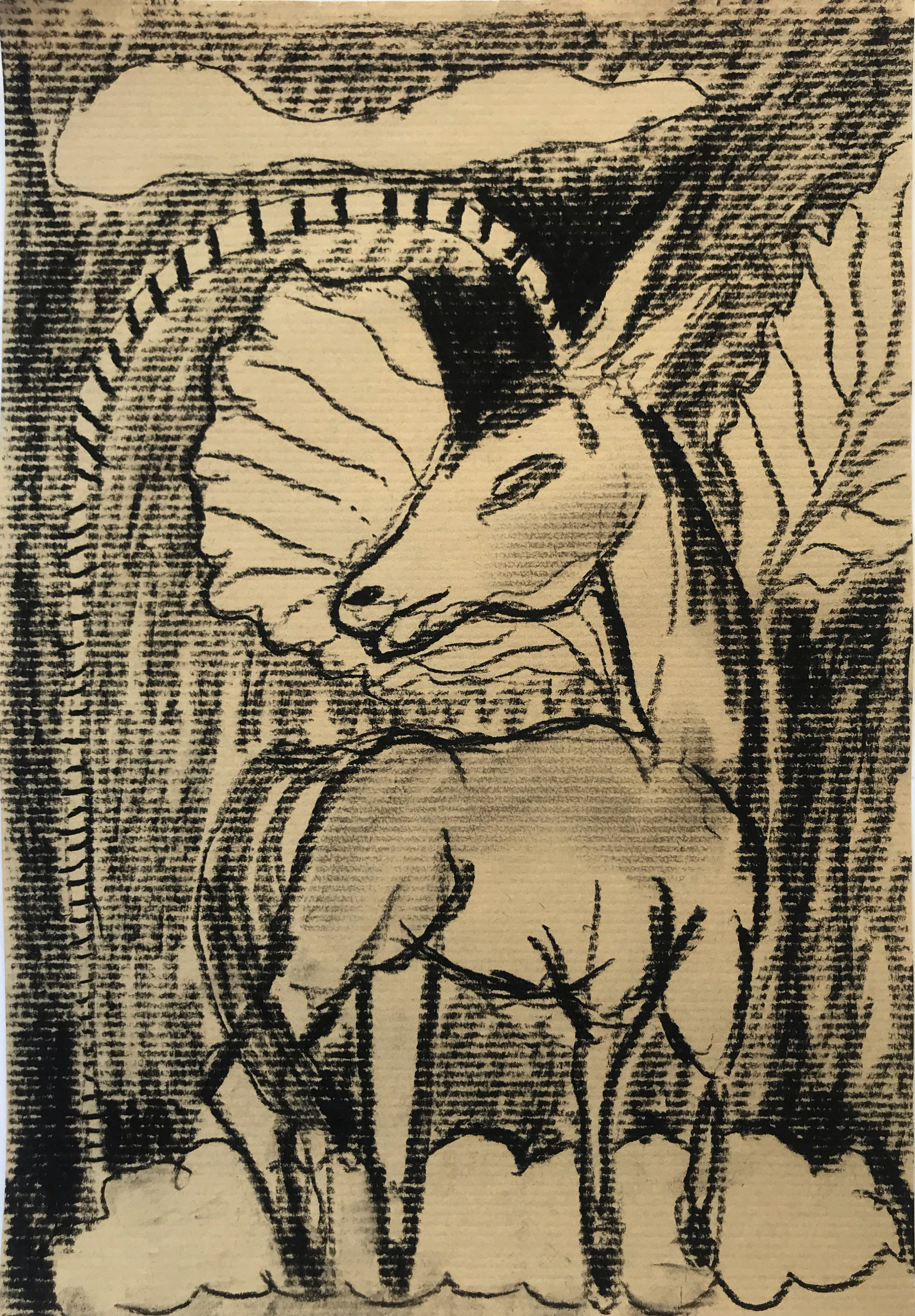 At the Gate, 2020Charcoal on paper  11 3/4 x 8 1/4 in.  29.7 x 21 cm