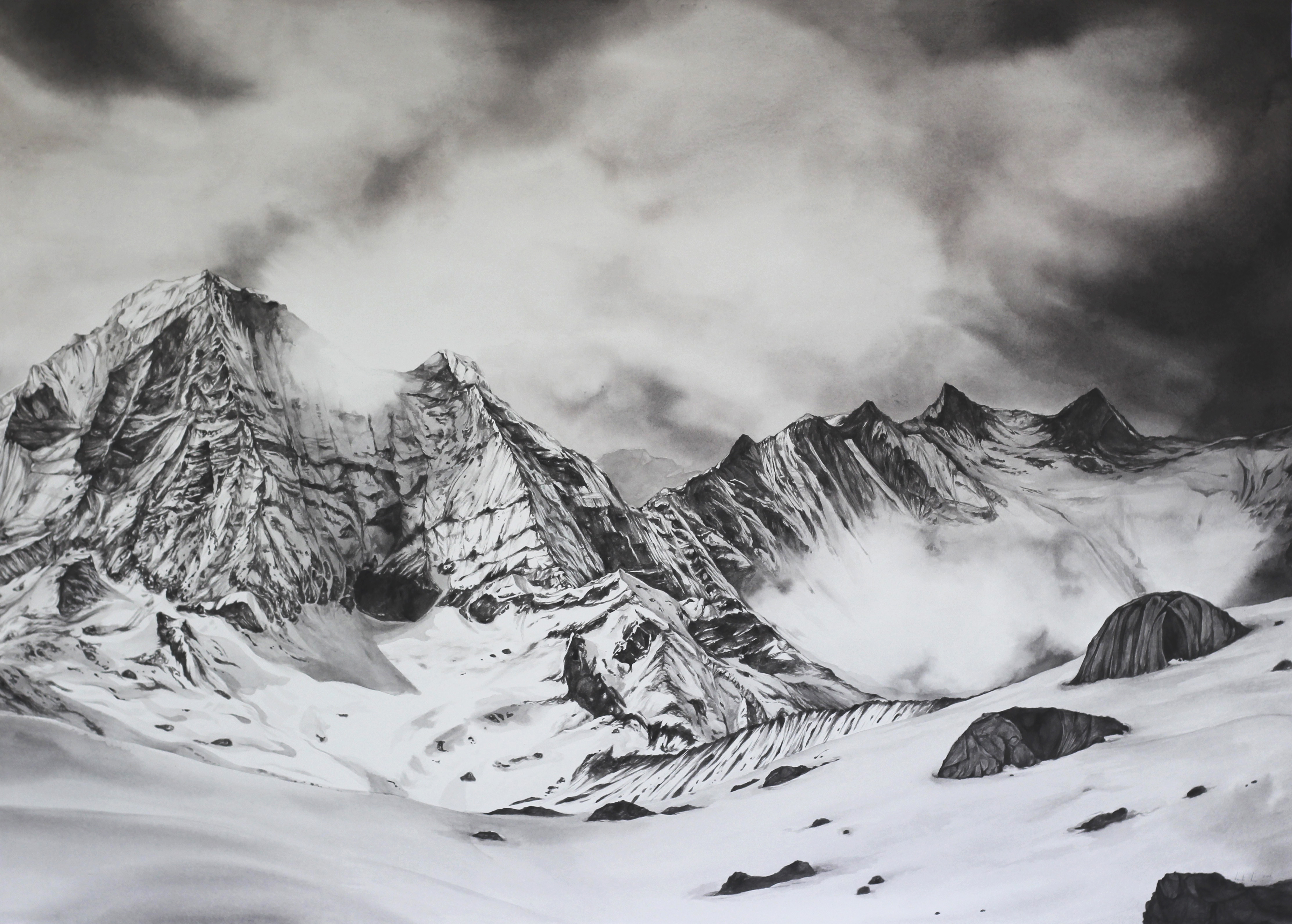 Mountains, Watercolour on Paper, 1050 x 750mm, 2016