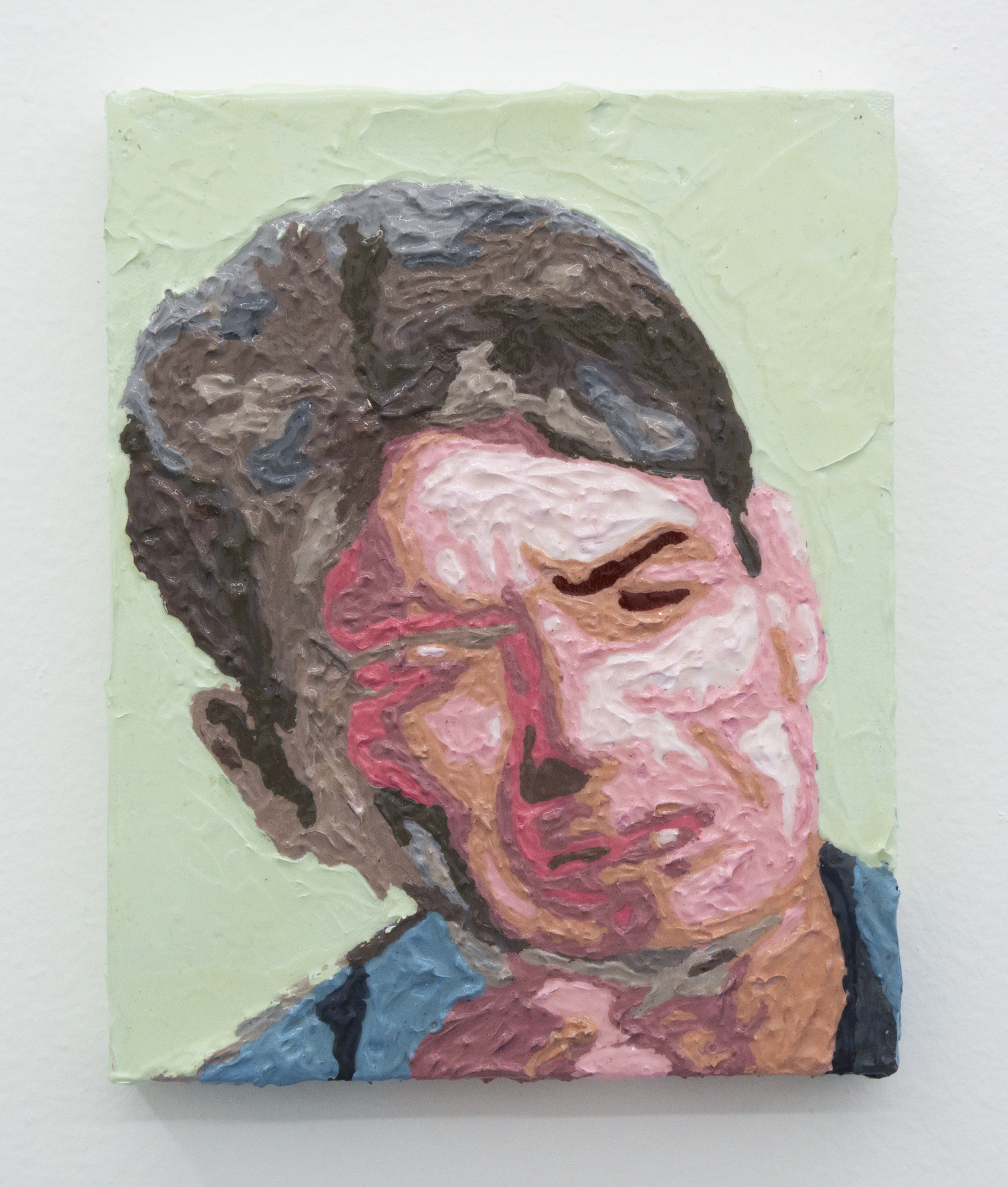 Charlie Sheen crying on interview with ABC, 2019, Acrylic on canvas, 25x20cm
