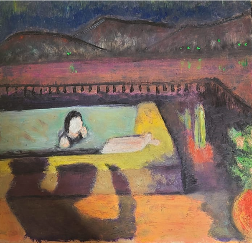 Rodrigo Echeverria, Noche, 2021, oil on wood, 11 4/5 x 11 4/5 in / 30 x 30 cm © Rodrigo Echeverria