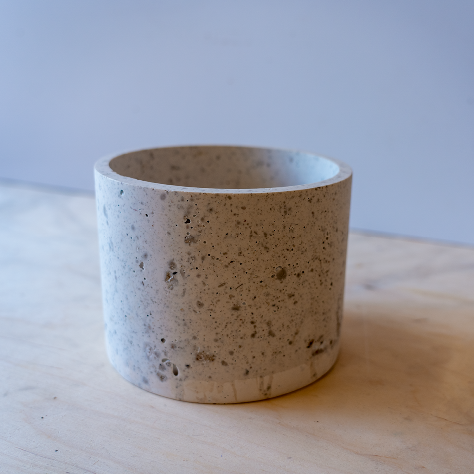 Vase made with construction waste