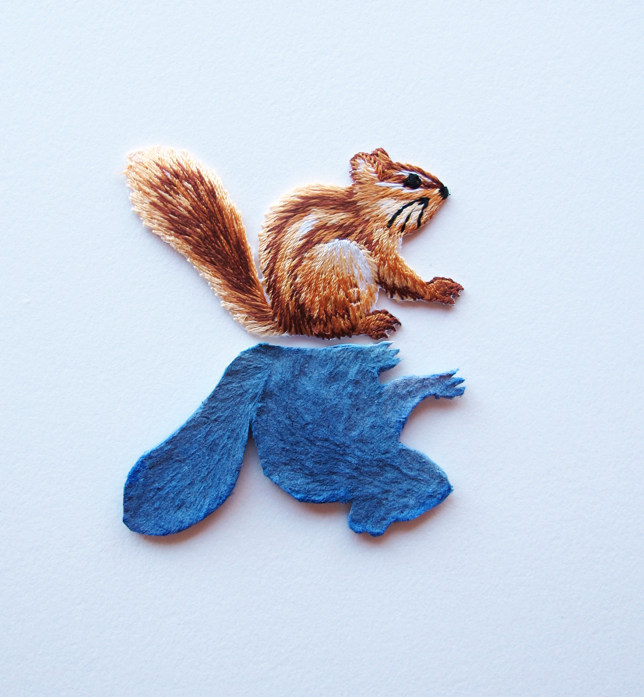 Be careful how you are talking to yourself because you are listening,  2015, embroidered patch and cast cotton rag, 4 x 2.5"