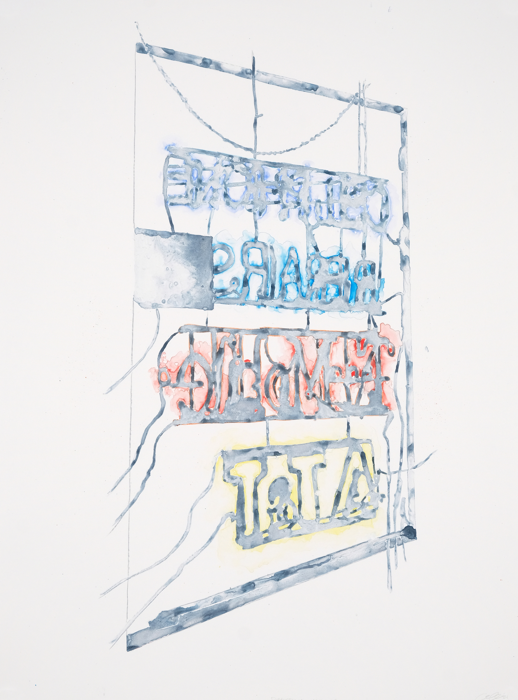 Disturbance Histories, watercolor monotype, 31 1/2 x 23 1/2