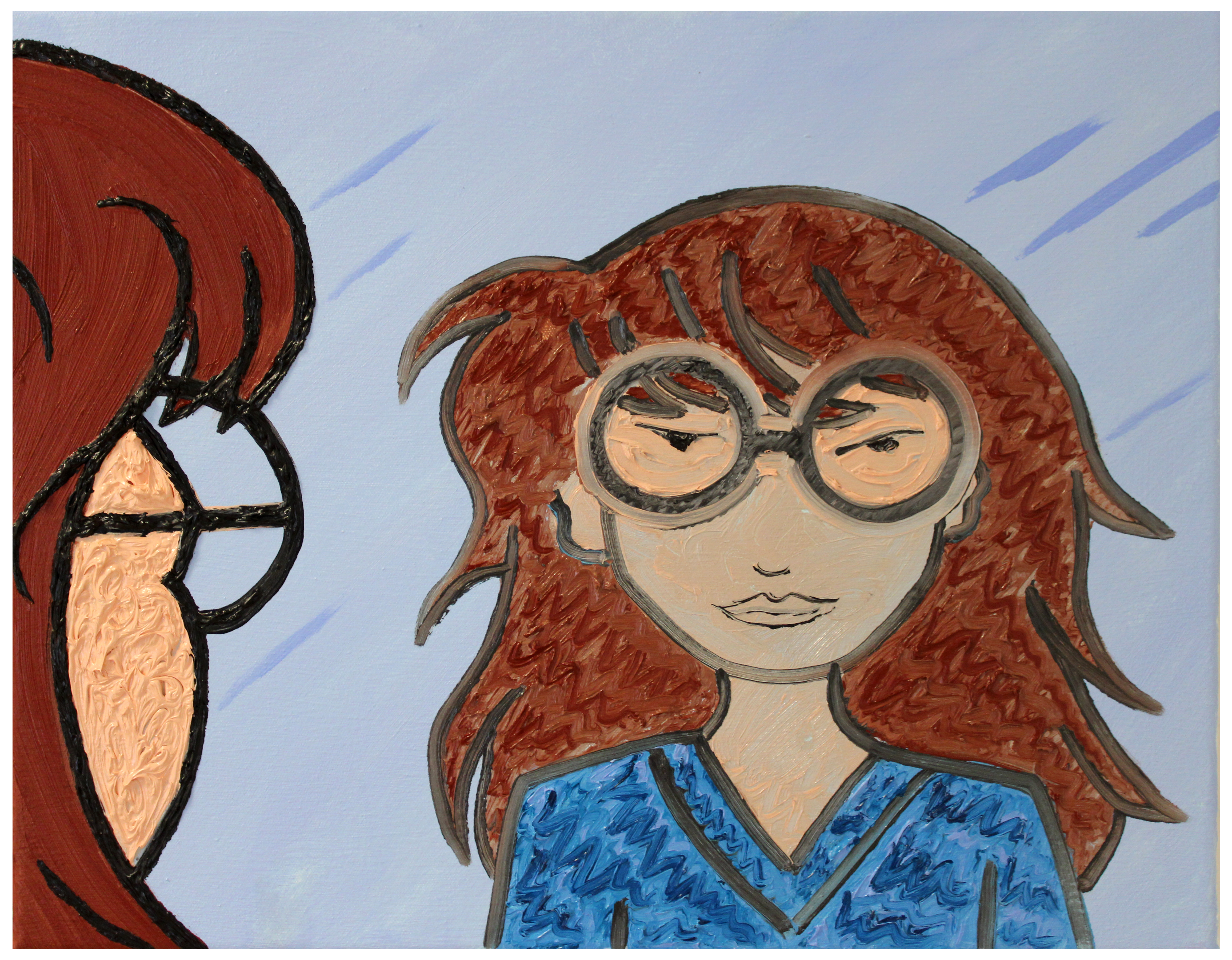 Daria looks in the mirror