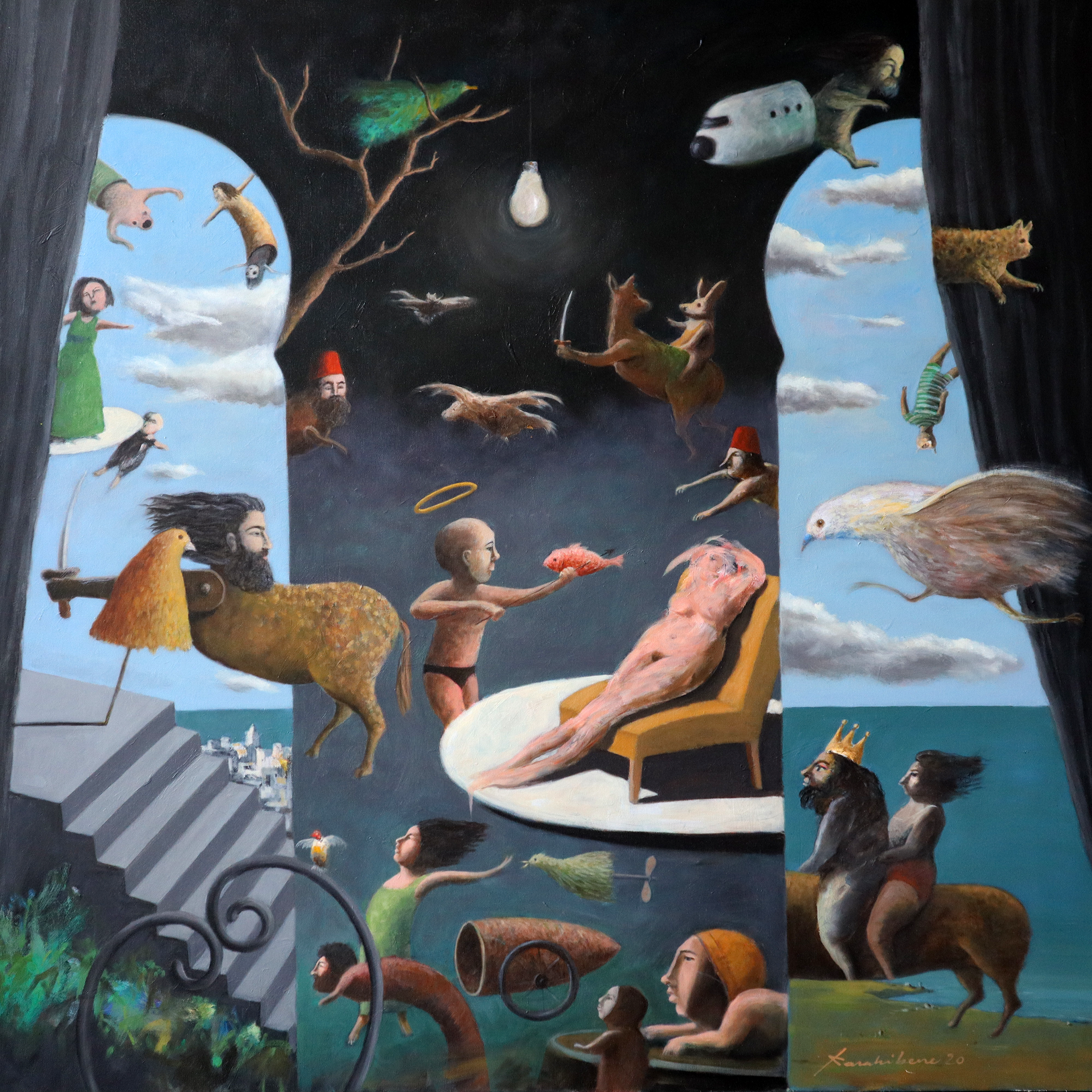 Derrière le rideau, 120x120cm, 2020