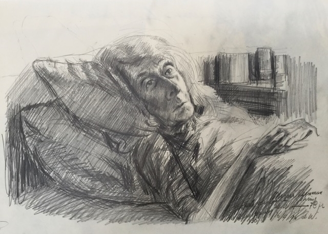 Mimi 78 jaar, ziek 1996 - pencil 12x16 cm