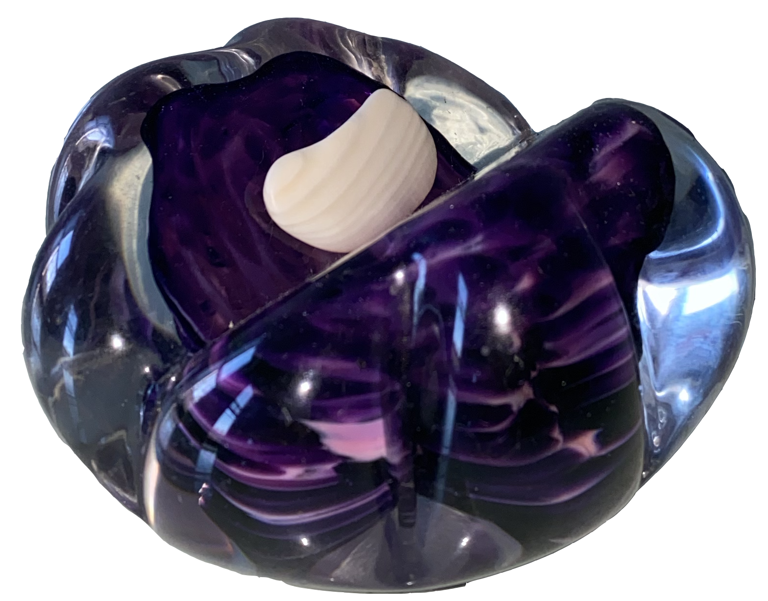 purple glass paperweight