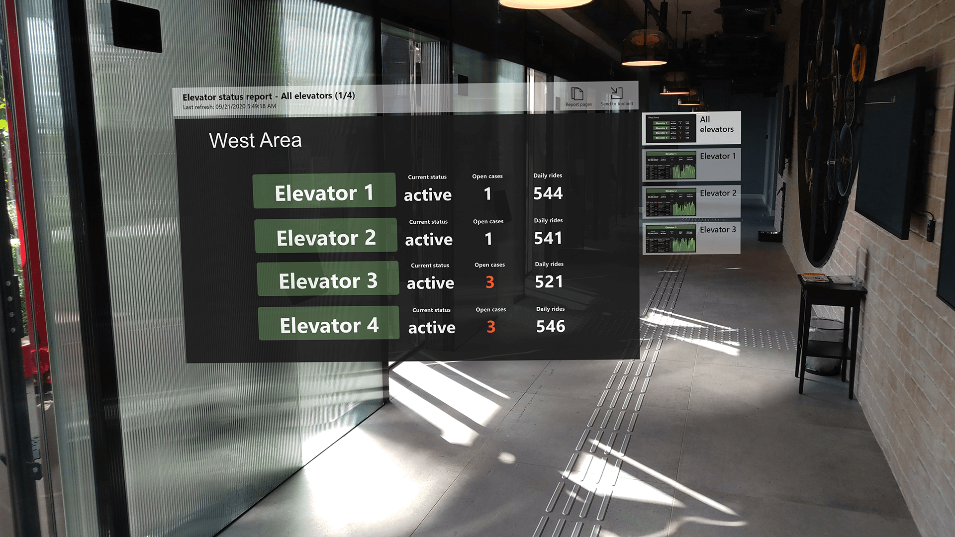 Screen capture from HL2 device of a report in space