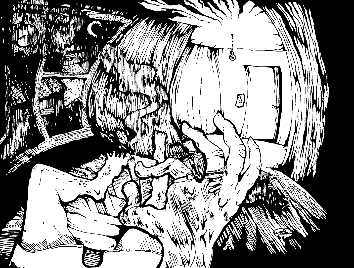 Smoking in Room, Ink on Paper & Illustrator (2023)