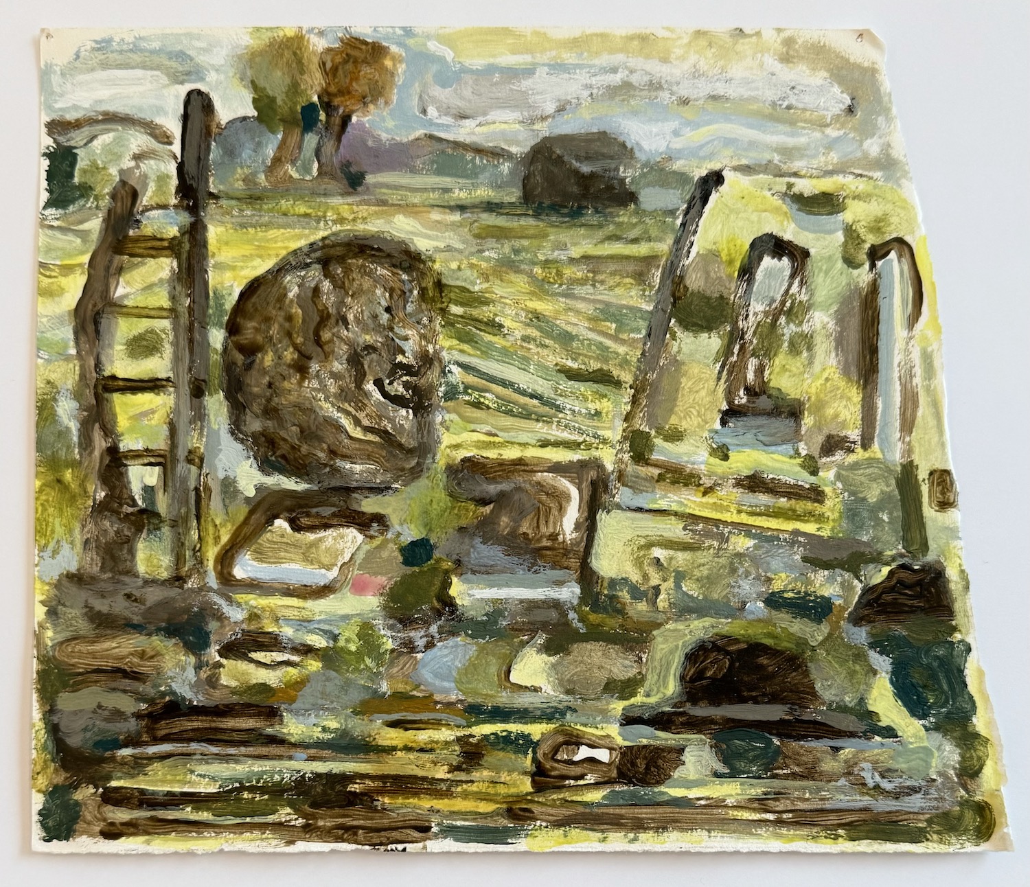 In the Valley, 2022, Acrylic on paper, 7 1/4 x 8 5/8 in.