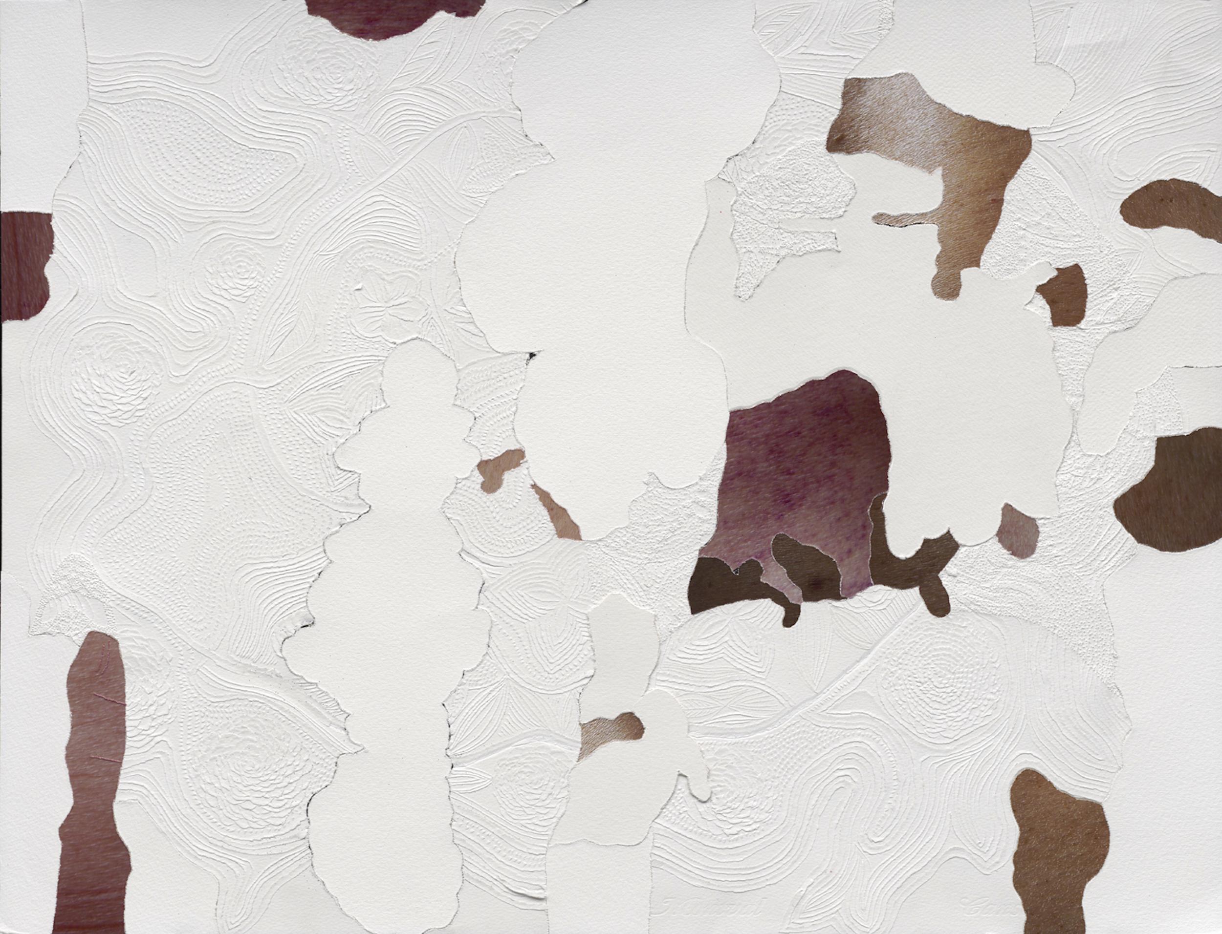  Untitled, 2010 . Cuts, carvings, embossing and glitter on paper and on photographs . 50 x 65 cm