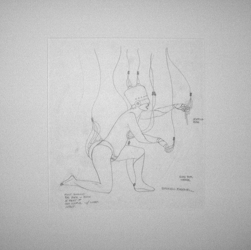 Figure Group Study with notations, 14"x13"