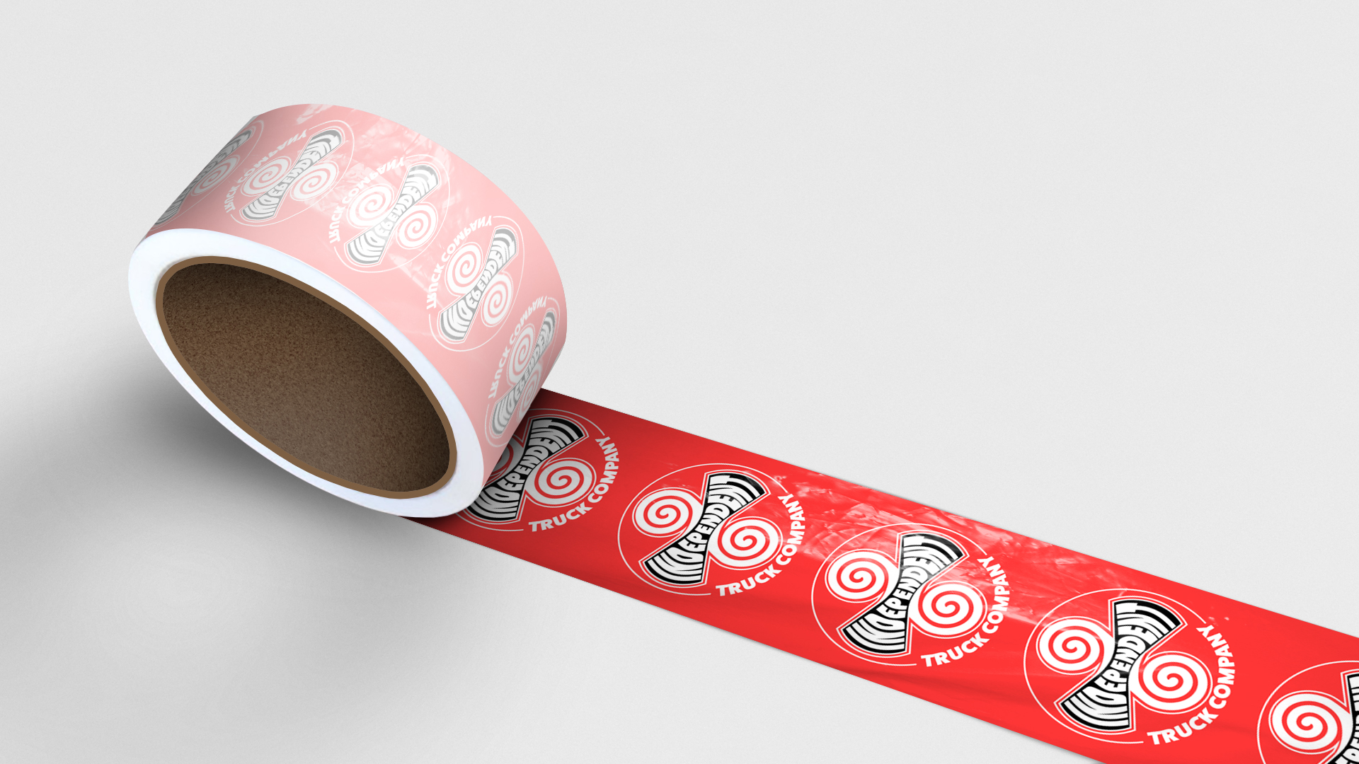 A roll of tape with independent truck graphics