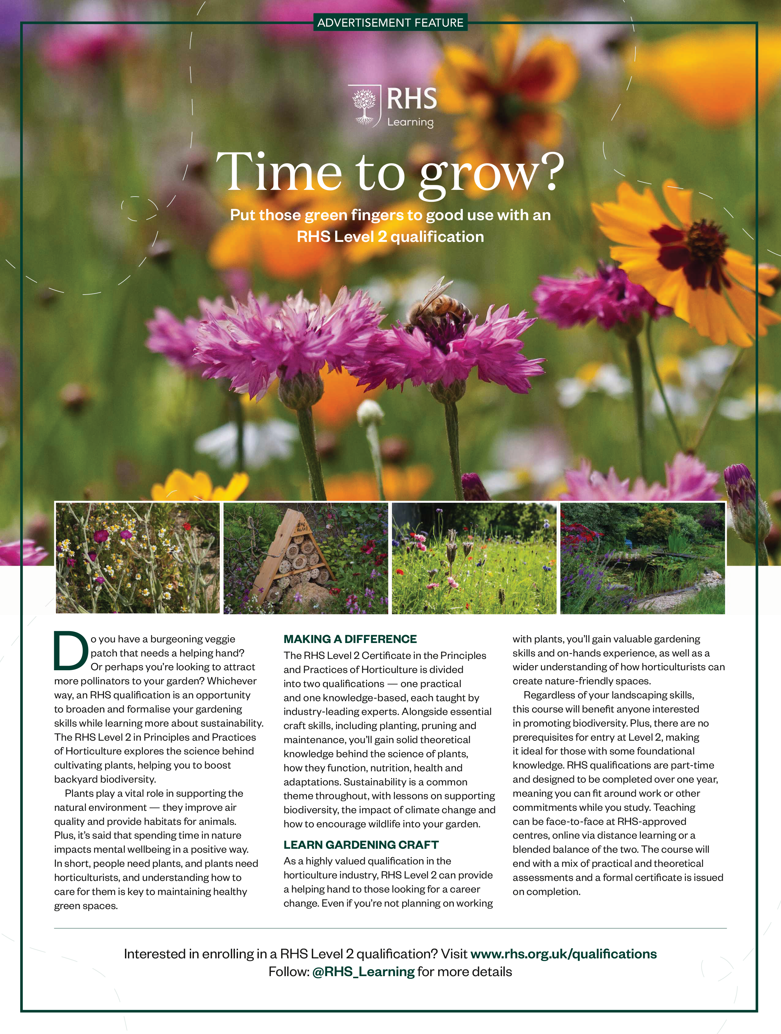 Advertorial for RHS Learning, for BBC Countryfile magazine