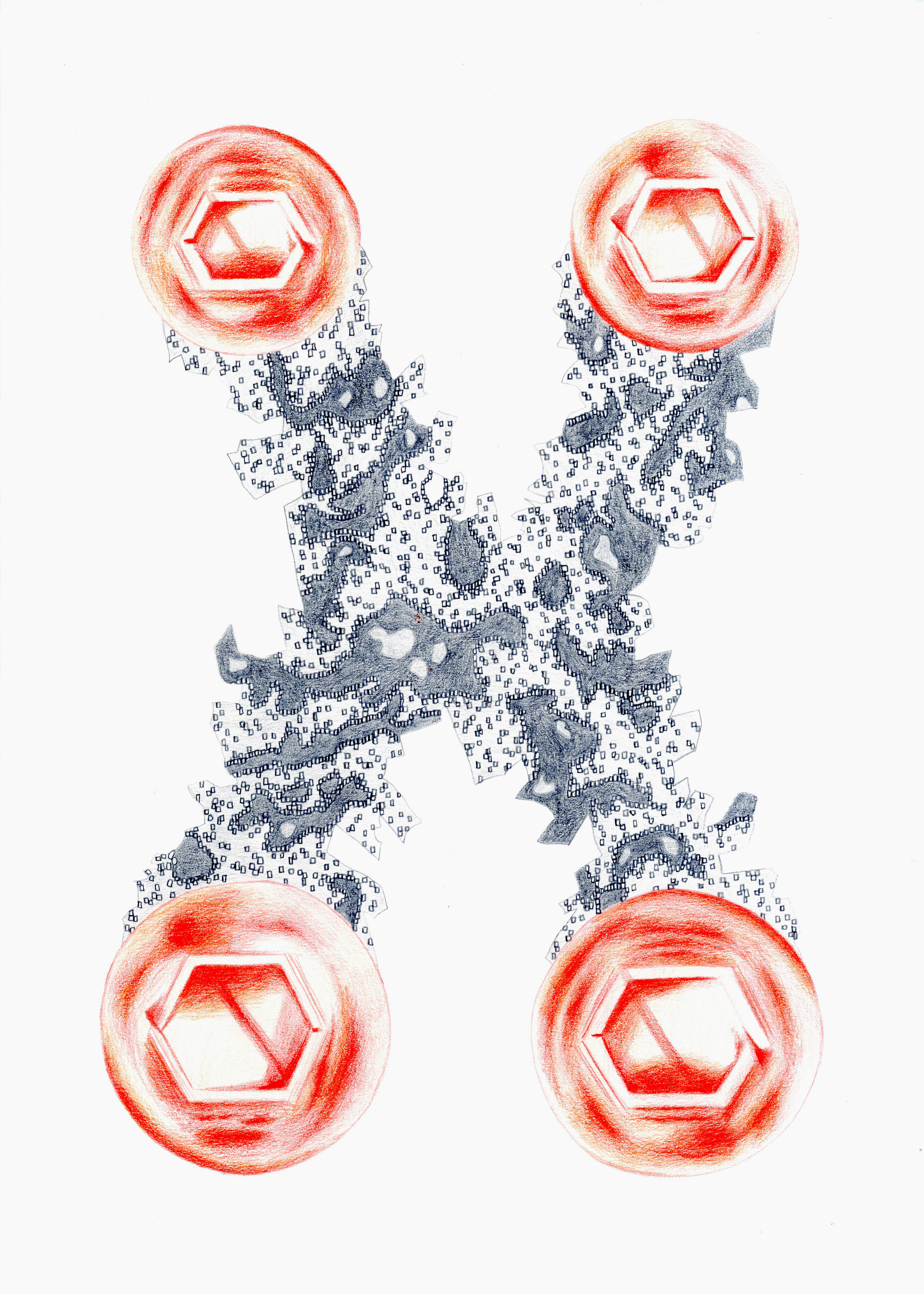 Pool / Fix, coloured pencil on paper, 30 x 42cm, 2021