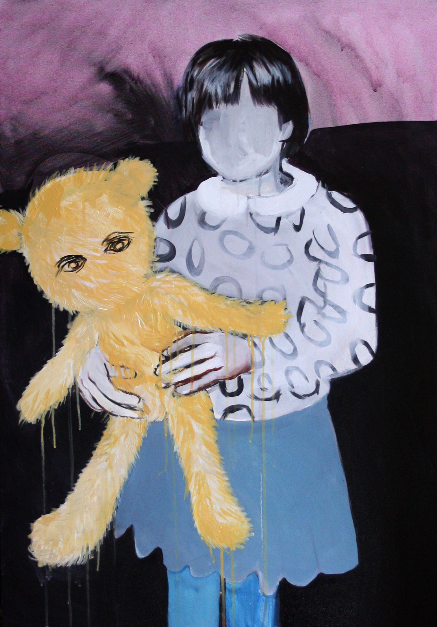 Girl with a toy, acrylic on canvas, 100/70 cm