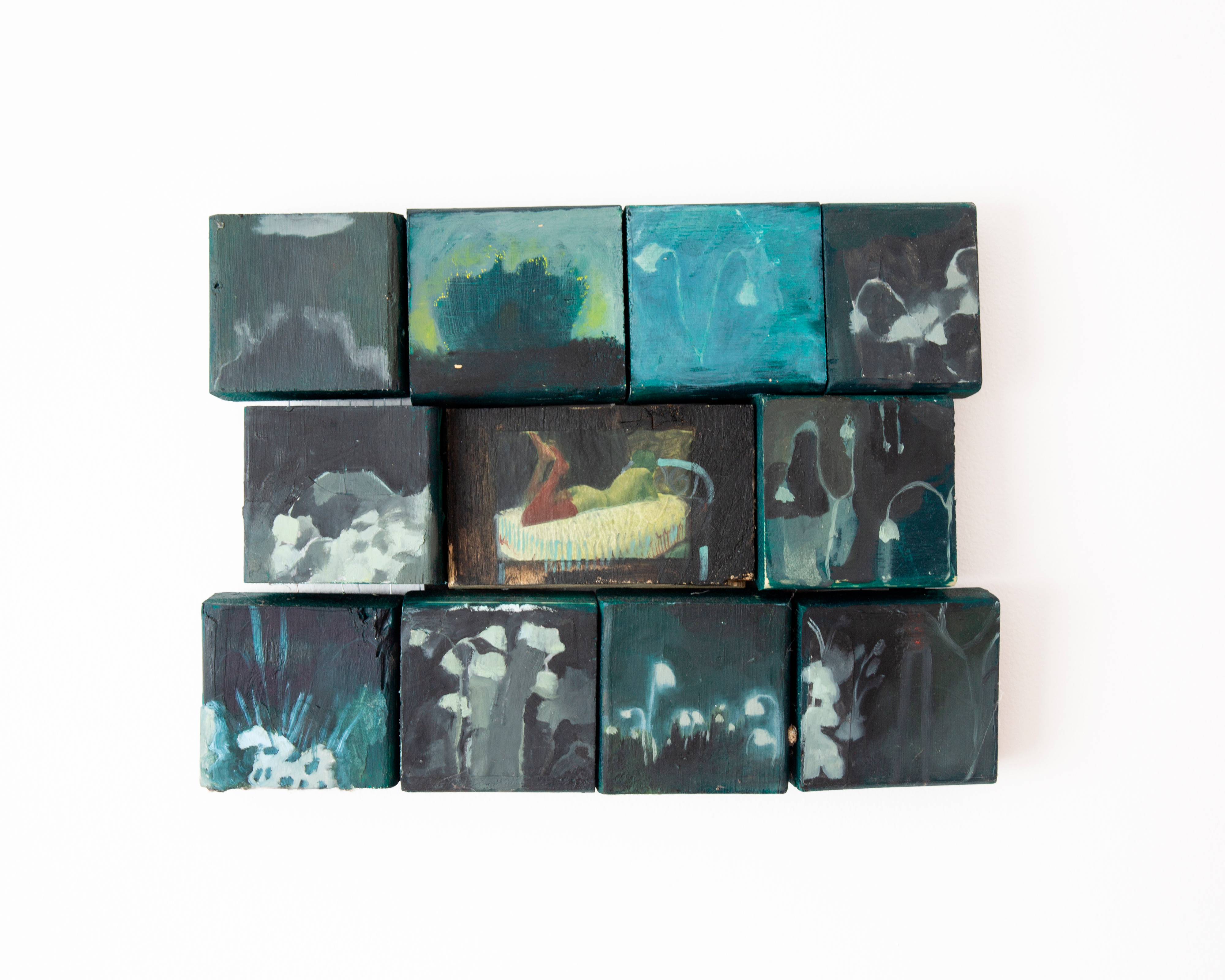 Garden, 13” x 17” photo collage, oil on wood blocks