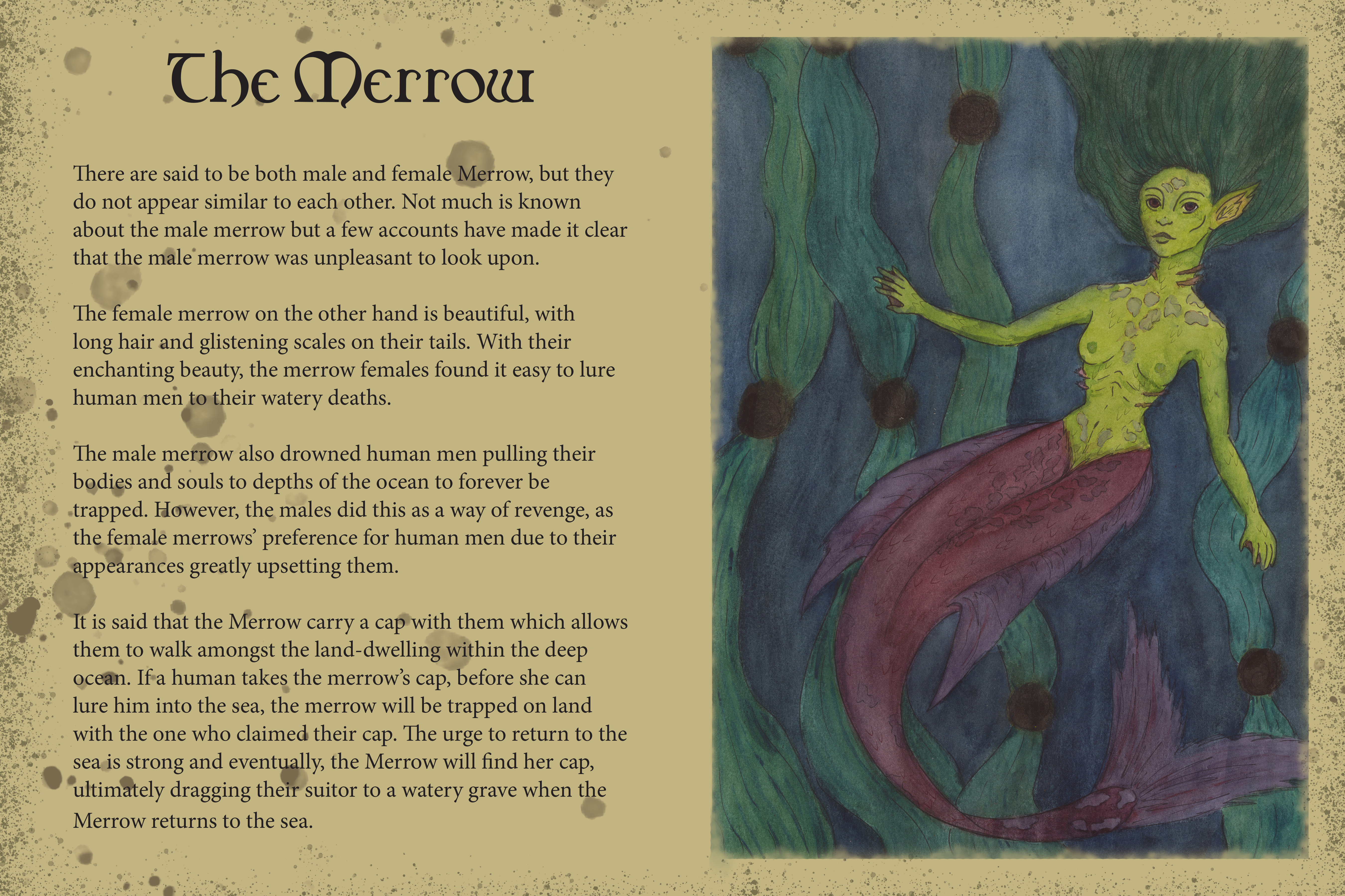 MerrowWatercolor and ink pen, 12x18 inches, 2023