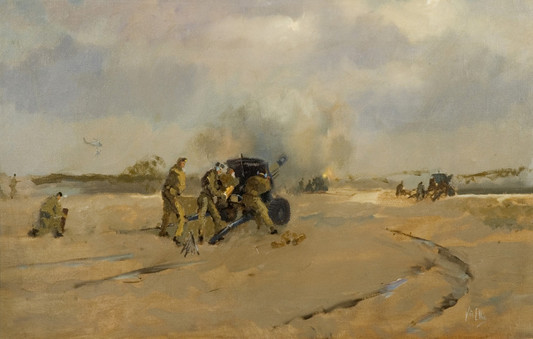 Victor Ellis, Trial Canvas for '25 Pounders Salisbury Plain', c1980