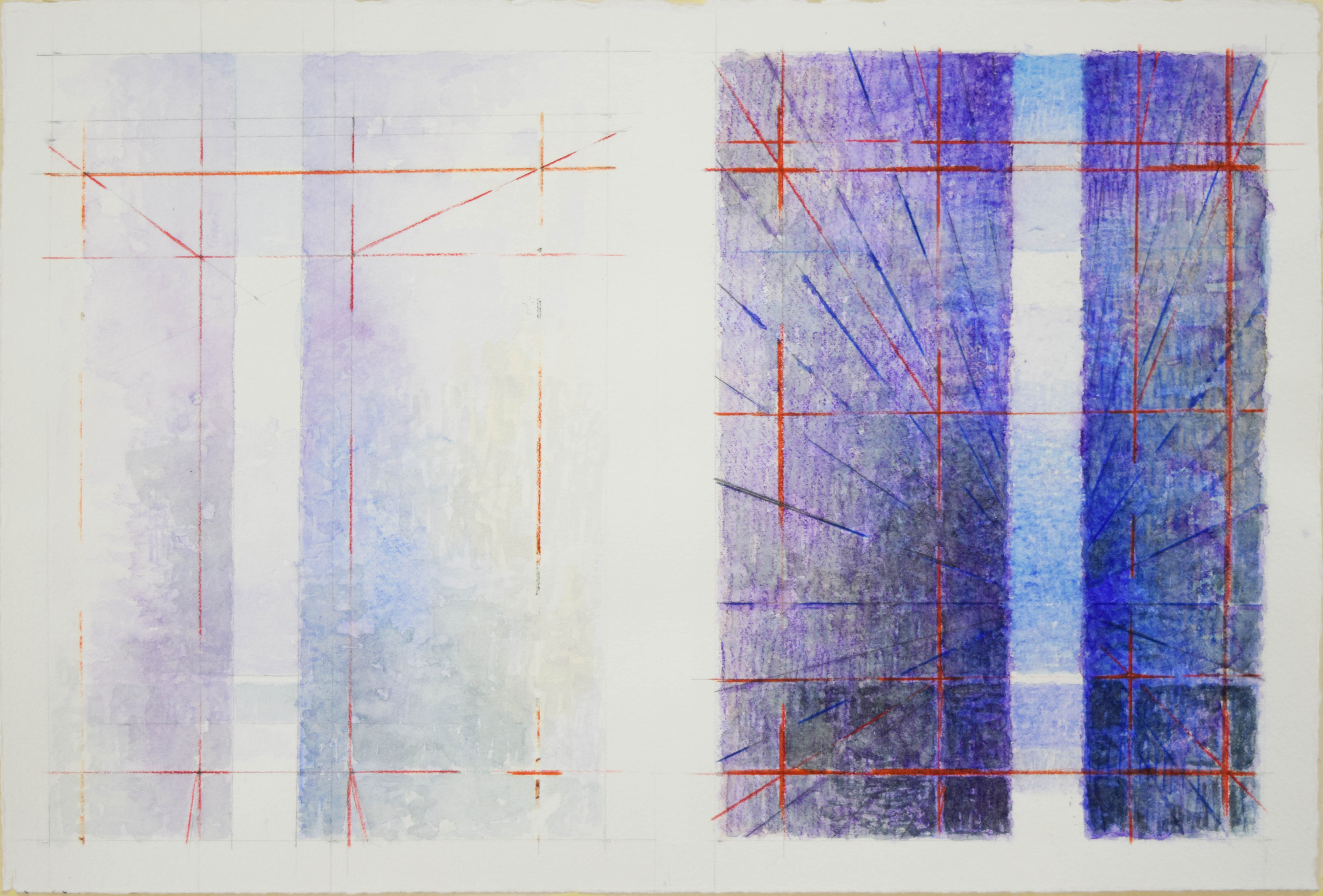 Taglio verticale sul bianco - Fuga nel blu