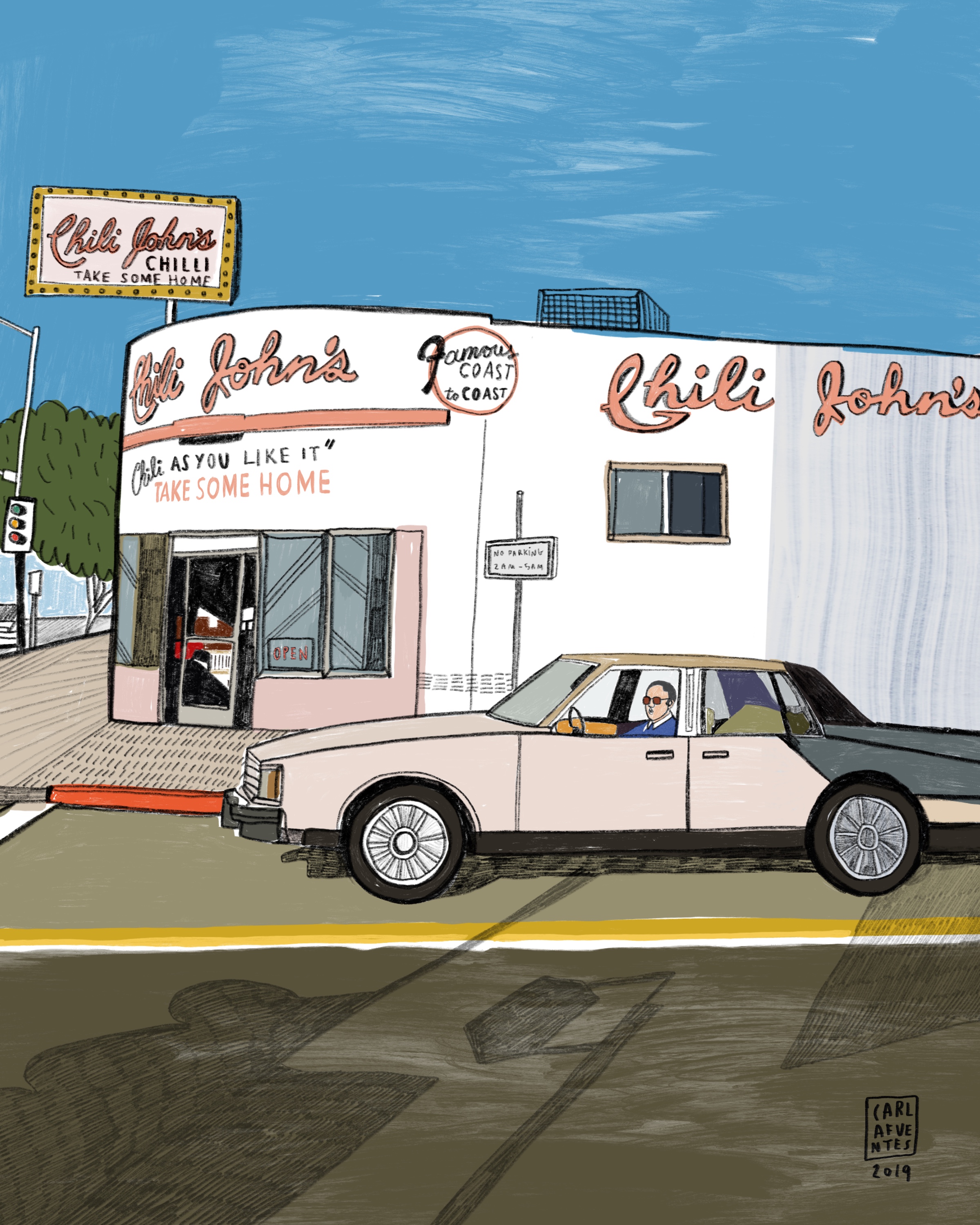 Chili John´s in LA. Gouache on paper. 2017