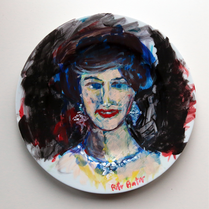 "Portrait 200720151".  Acrylic and watercolour on ceramic plate, 2015, 27 x 27 x 3 cm / 10.6 x 10.6 x 1.2 inches